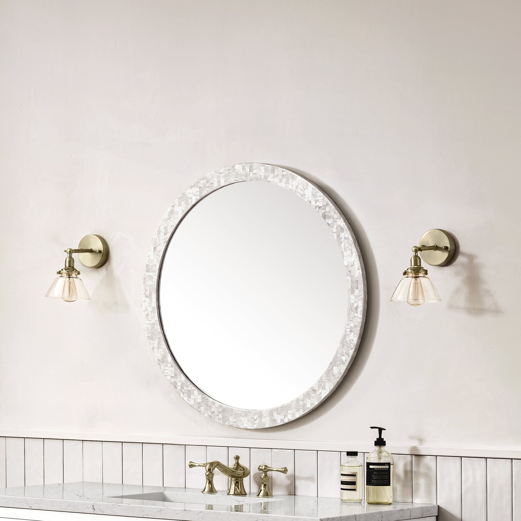 James Martin Callie 30" Mirror, White Mother of Pearl, view 3