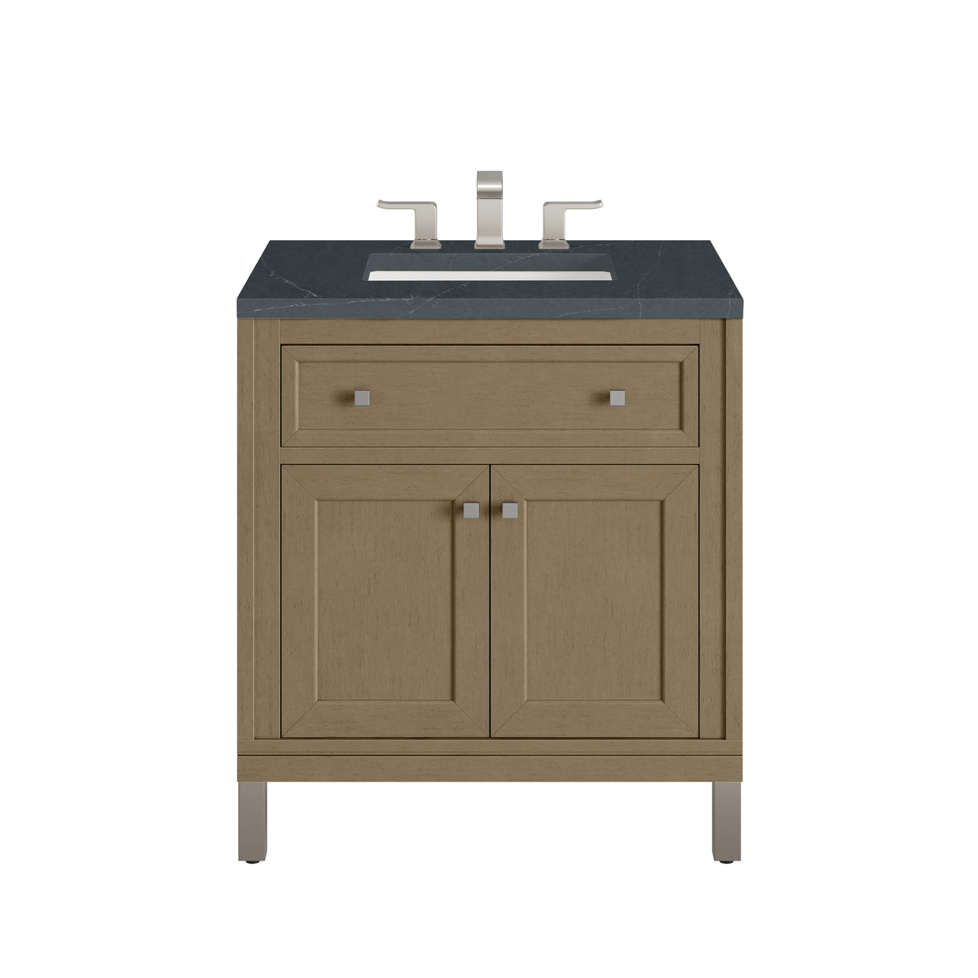 James Martin Chicago 30" Single Bathroom Vanity, Walnut Whisper with Charcoal Soapstone countertop