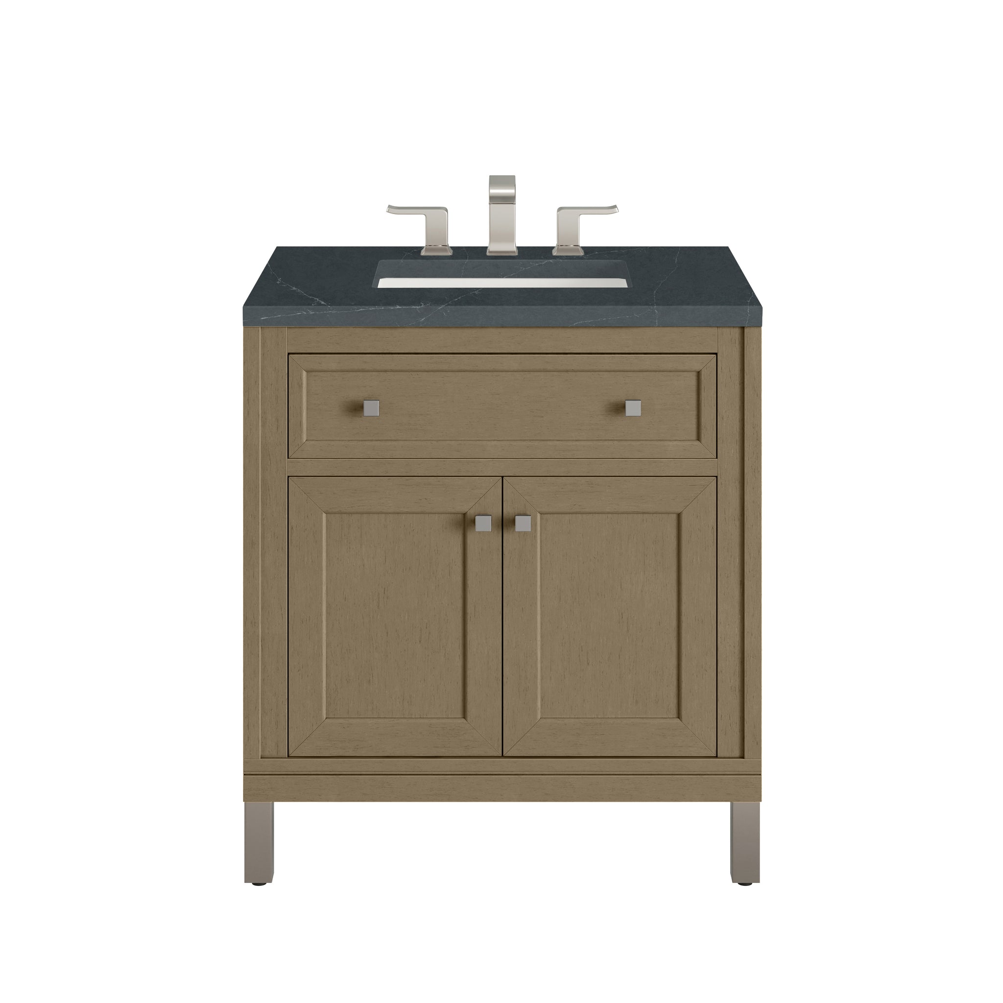 James Martin Chicago 30" Single Bathroom Vanity, Walnut Whisper with Charcoal Soapstone countertop