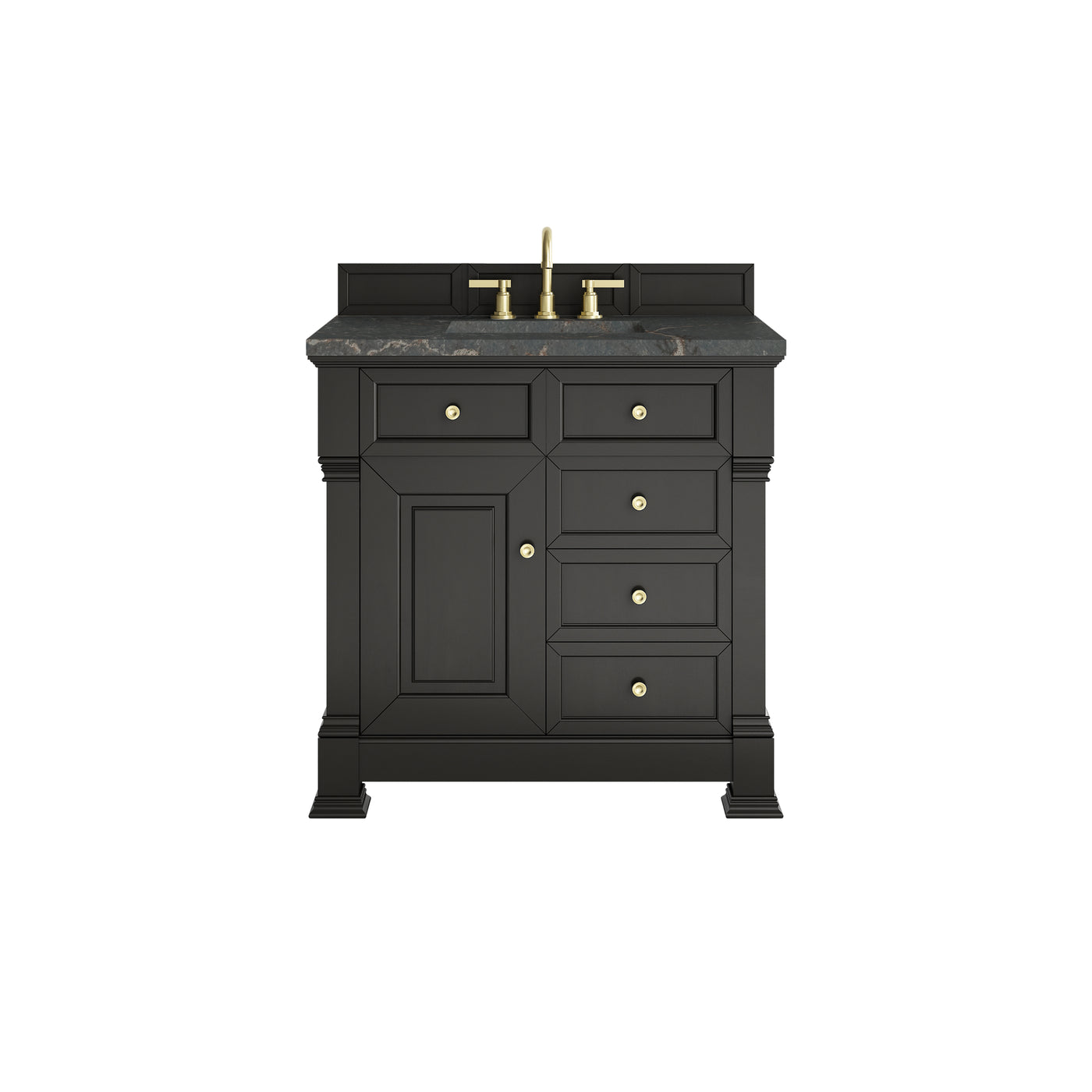James Martin Brookfield 36" Single Bathroom Vanity, Black Onyx with Parisien Bleu countertop