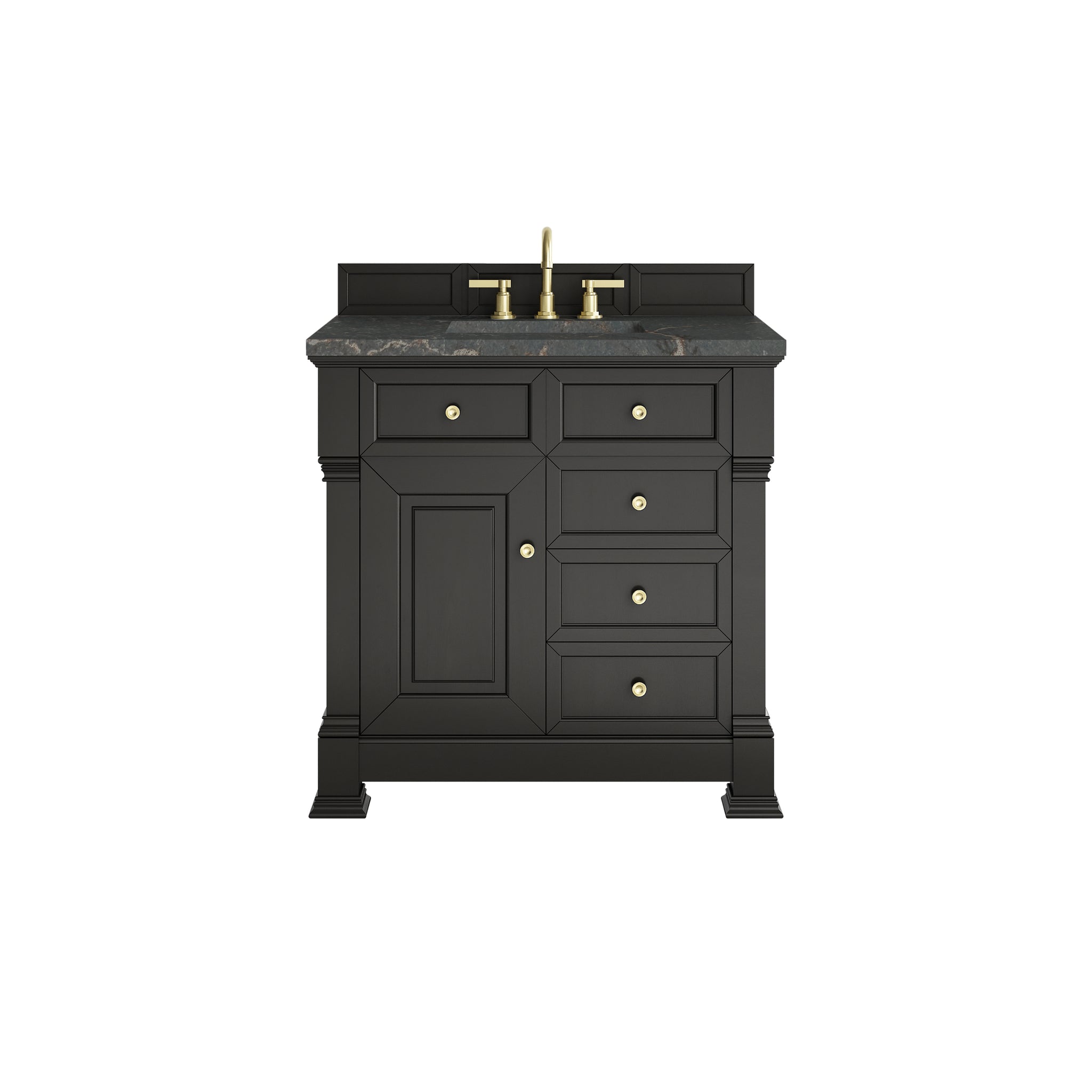 James Martin Brookfield 36" Single Bathroom Vanity, Black Onyx with Parisien Bleu countertop
