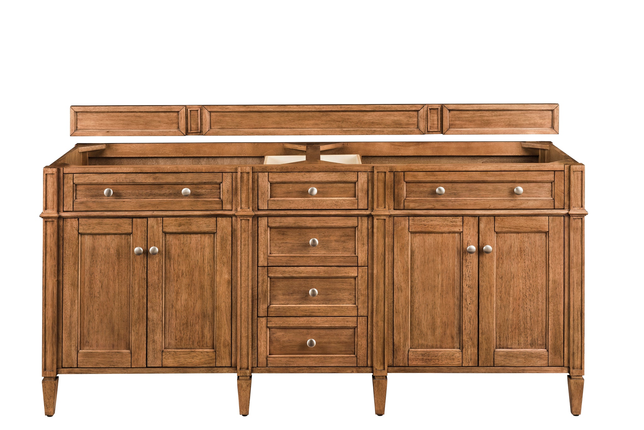 James Martin Brittany 72" Double Bathroom Vanity, Saddle Brown, cabinet without a countertop