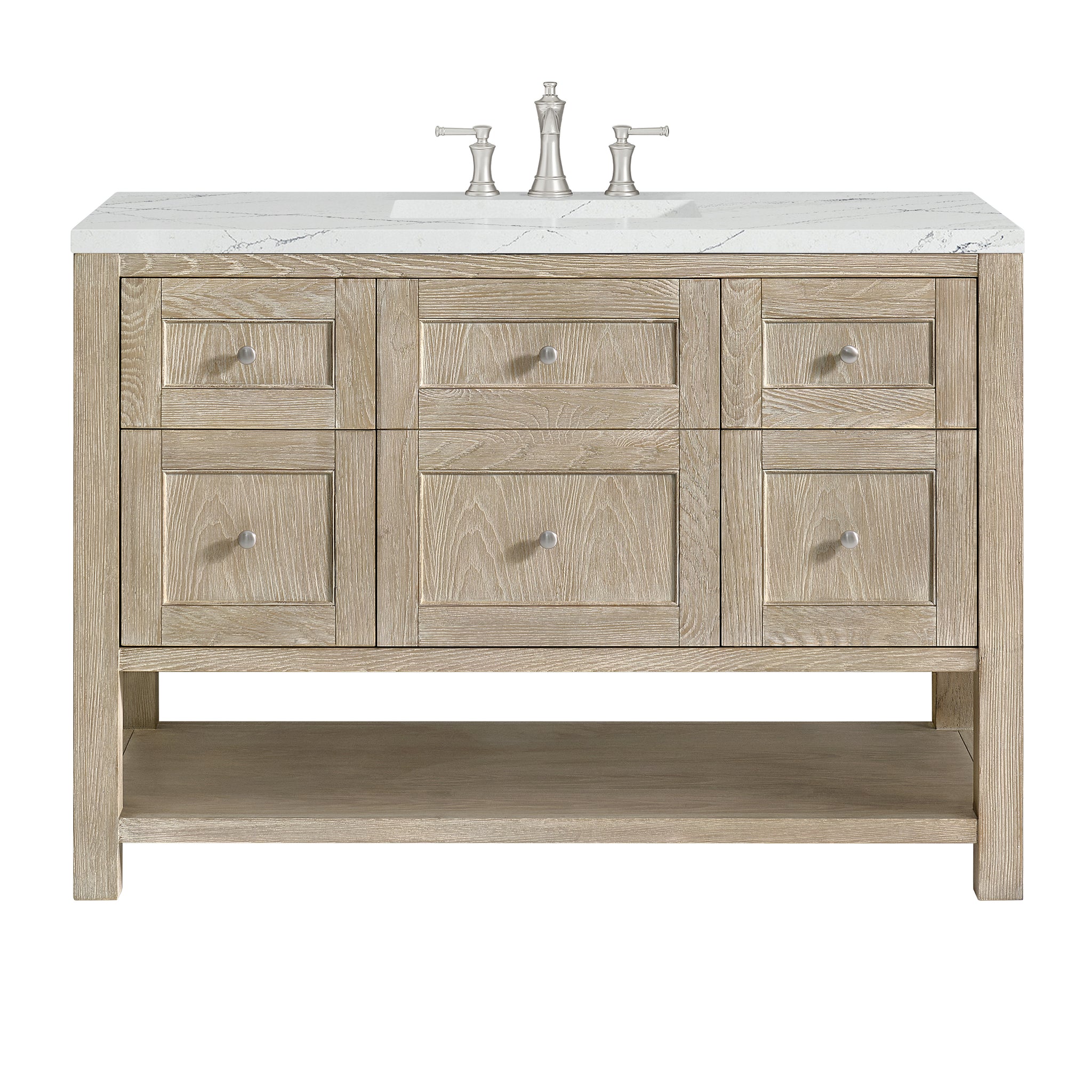 James Martin Breckenridge 48" Single Bathroom Vanity, Whitewashed Oak with Ethereal Noctis (FreePower) countertop
