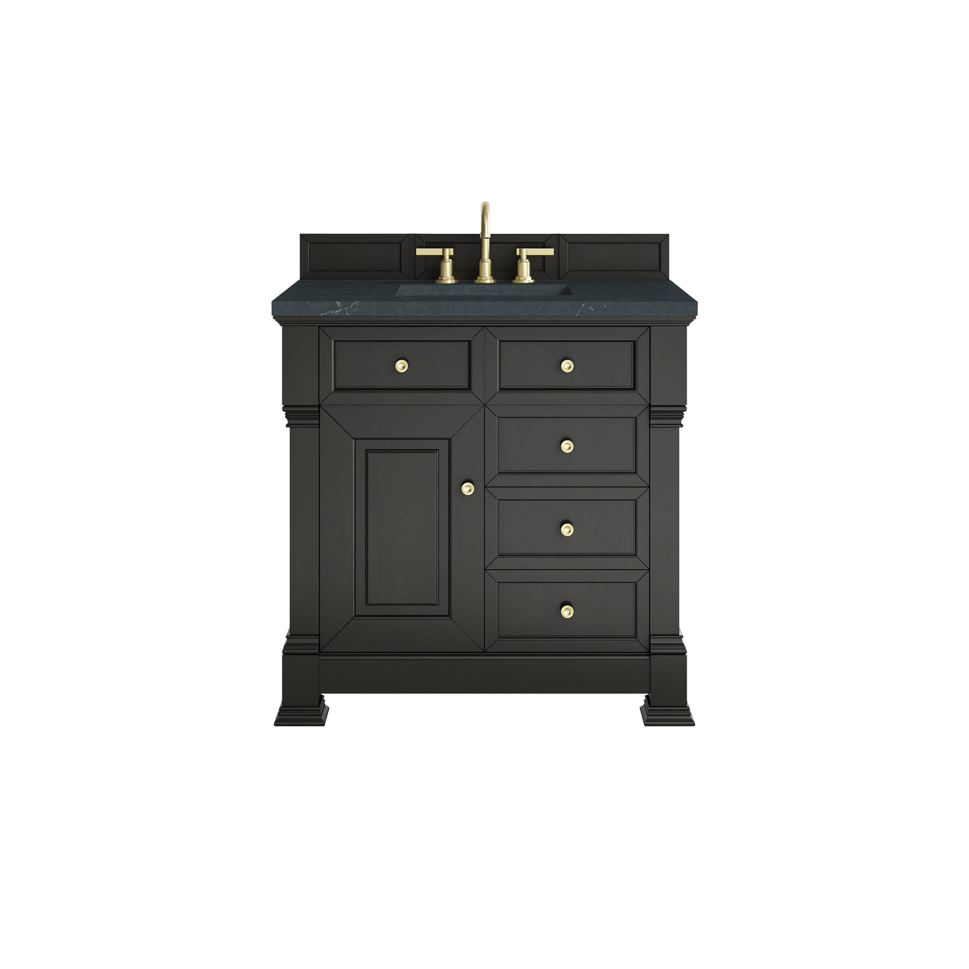 James Martin Brookfield 36" Single Bathroom Vanity, Black Onyx with Charcoal Soapstone countertop