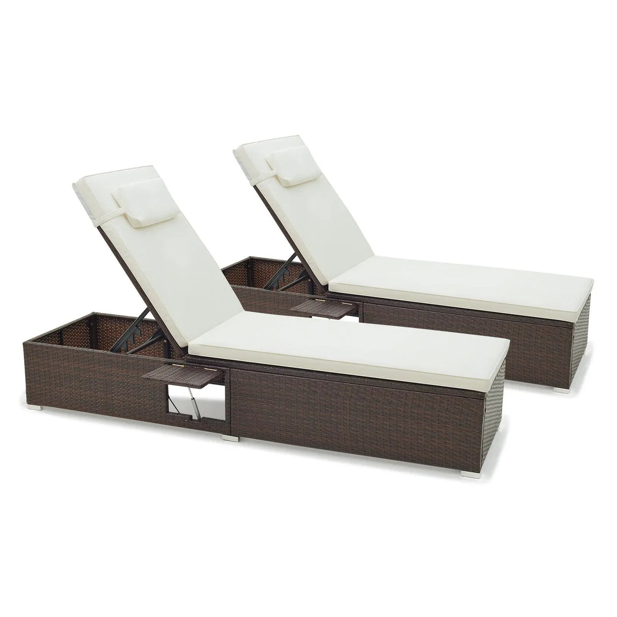 Patio Chaise Lounge Set of 2 with Backrest Seat Cushion and Headrest, photo 9 of 9