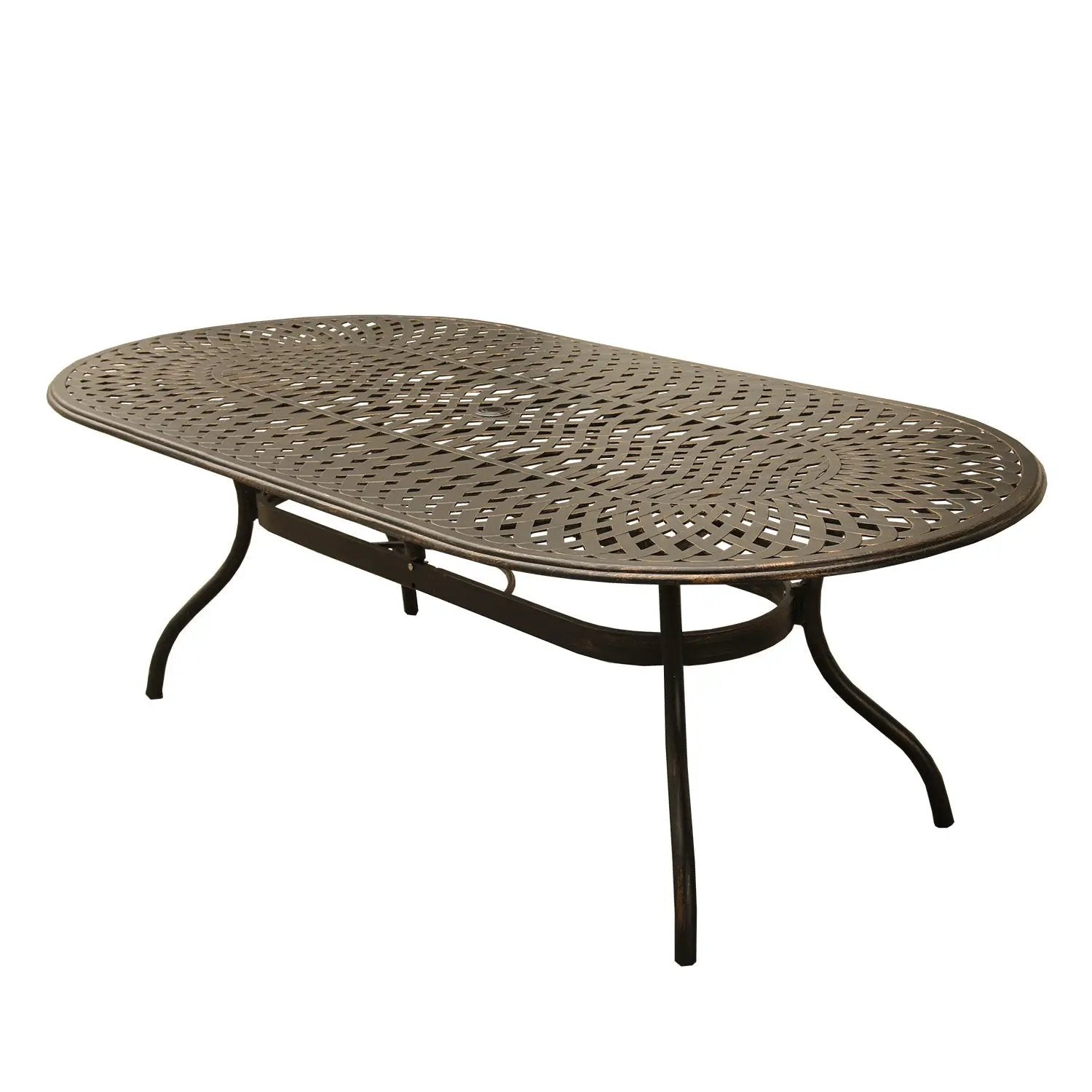Outdoor Modern Aluminum 95-in Large Oval Patio Dining Table by Sharicks