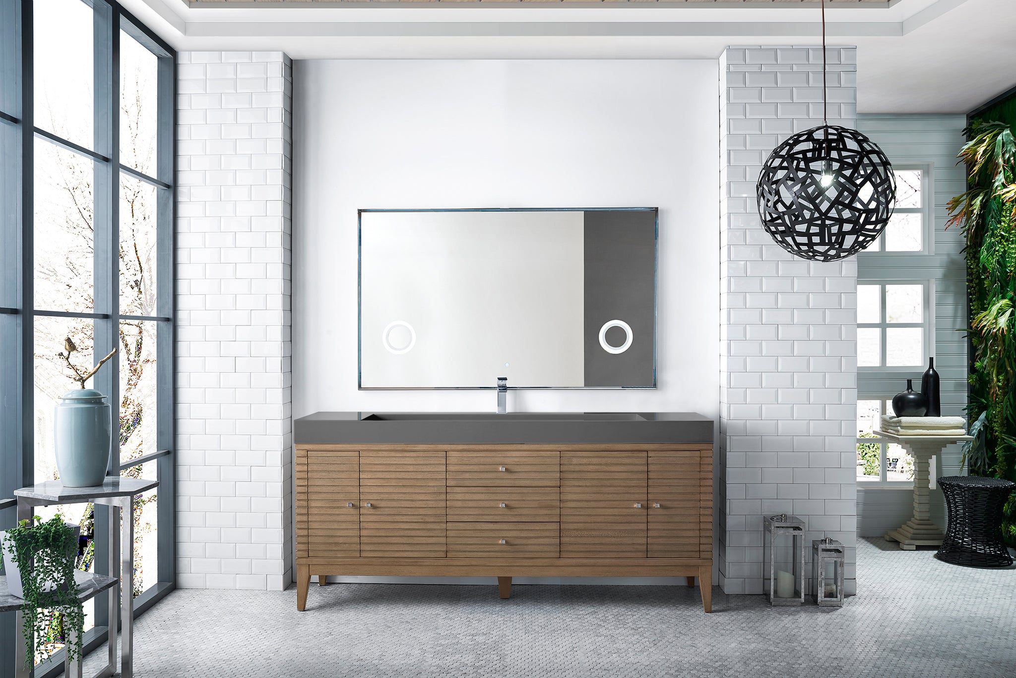 James Martin Linear 72" Single Bathroom Vanity, Whitewashed Walnut, view 2