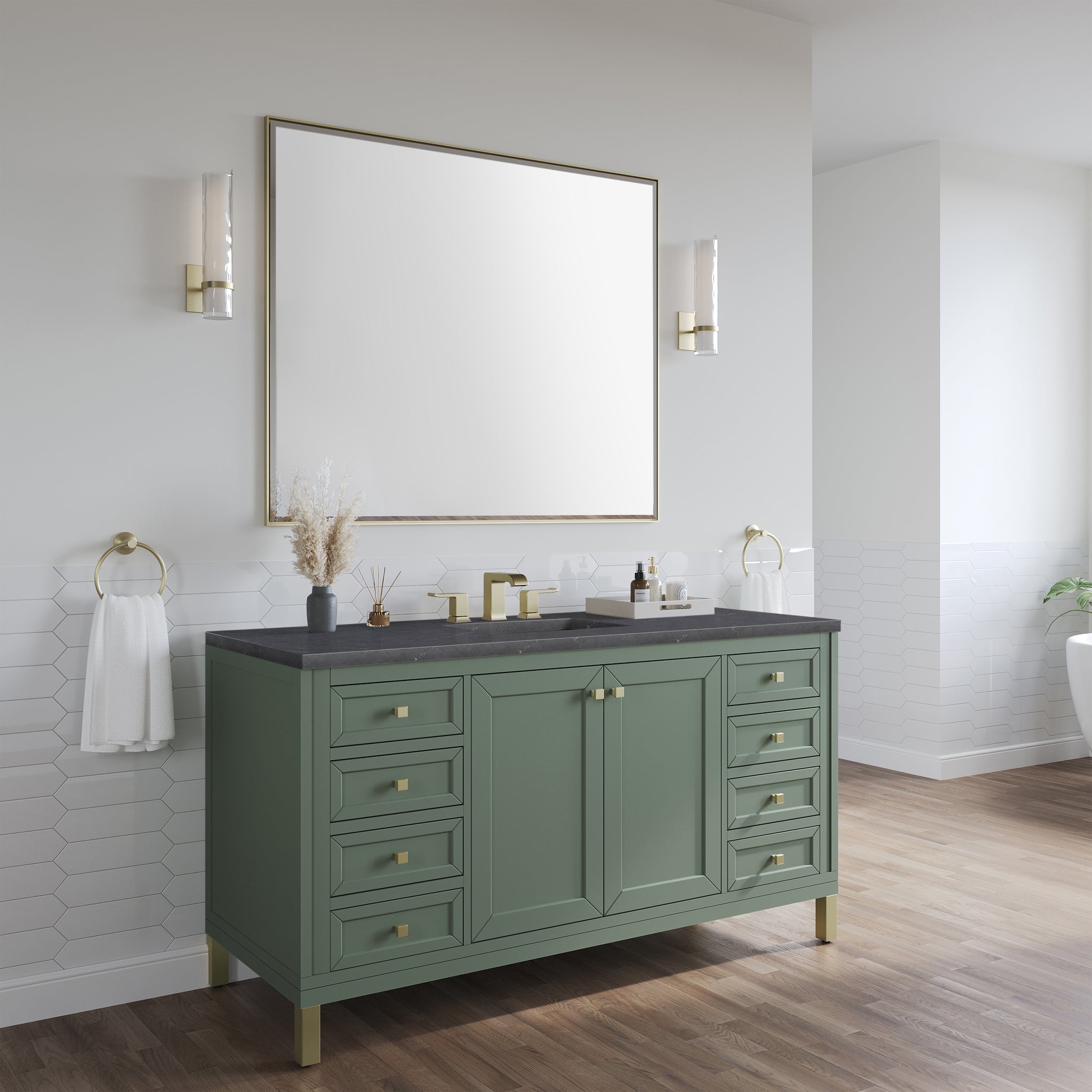 James Martin Chicago 60" Single Bathroom Vanity, Smokey Celadon, view 33