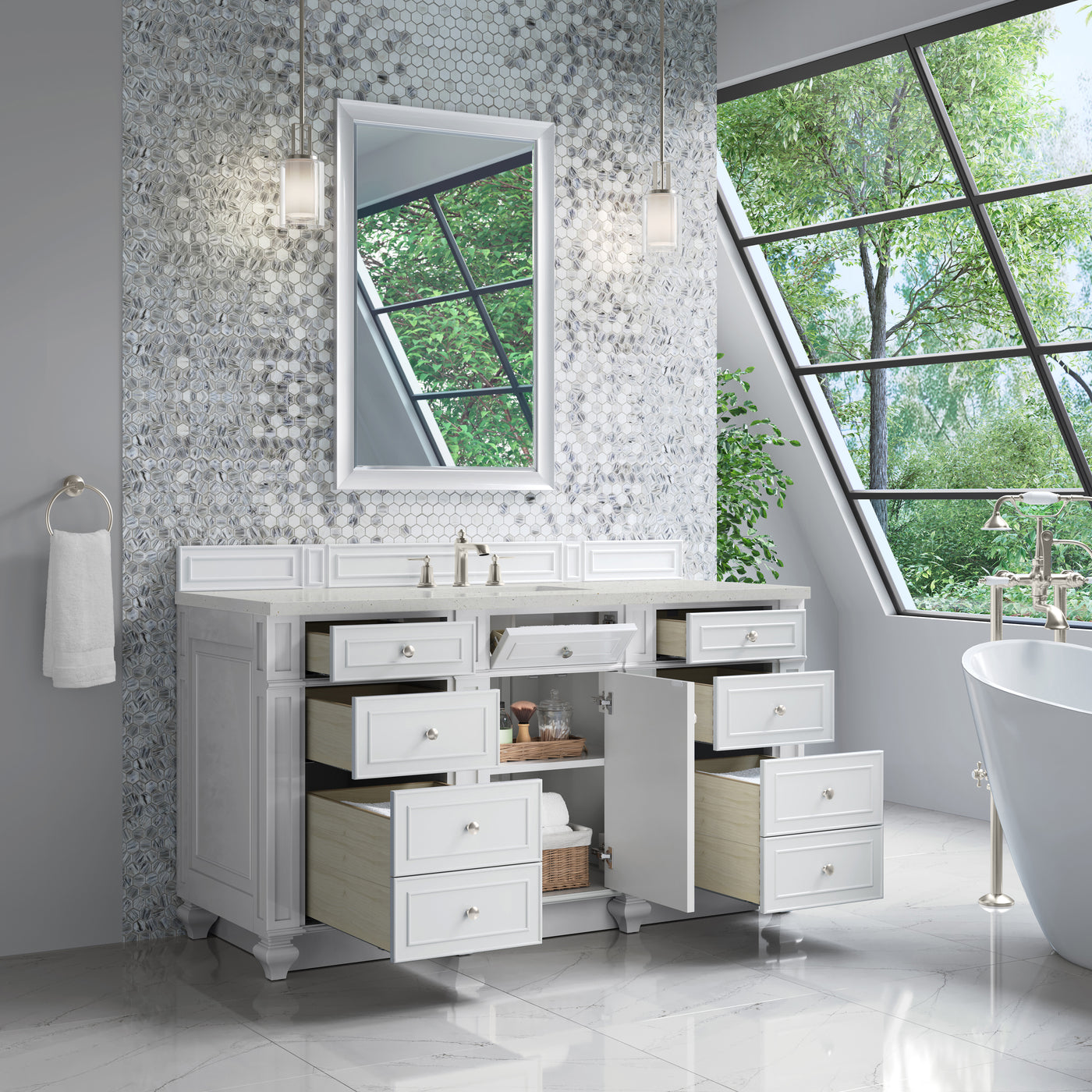 James Martin Bristol 60" Single Bathroom Vanity, Bright White, view 24