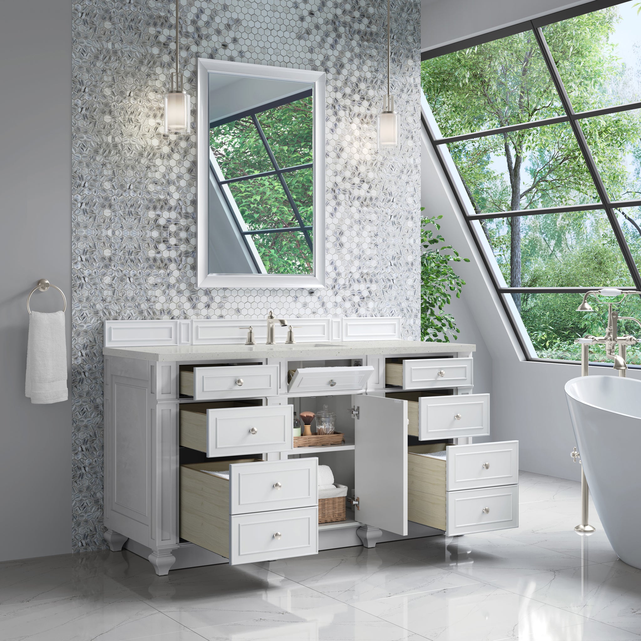 James Martin Bristol 60" Single Bathroom Vanity, Bright White, view 24