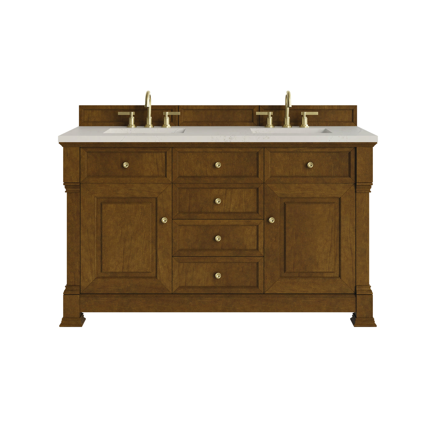 James Martin Brookfield 60" Double Bathroom Vanity, Honey Oak with Siberian countertop