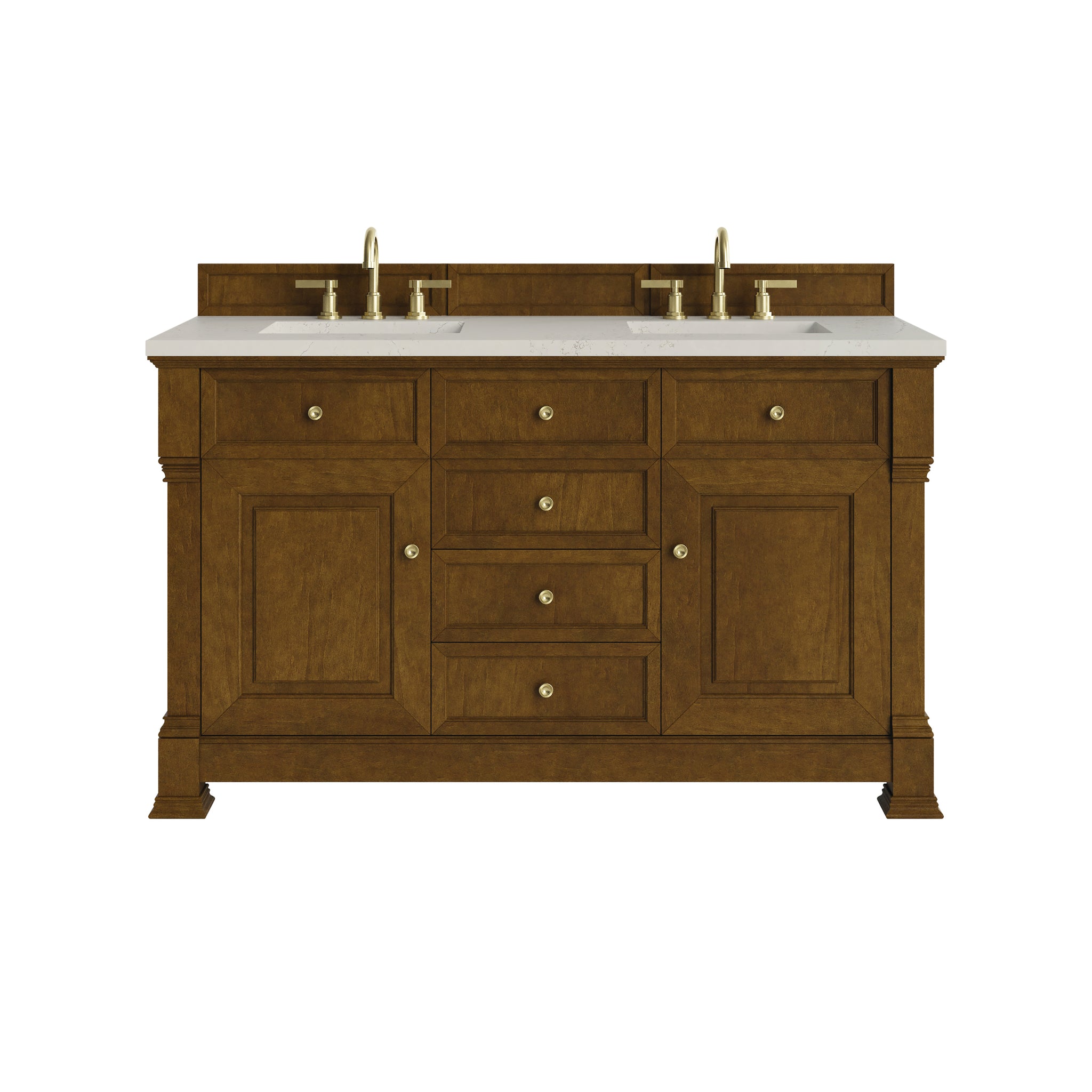 James Martin Brookfield 60" Double Bathroom Vanity, Honey Oak with Siberian countertop