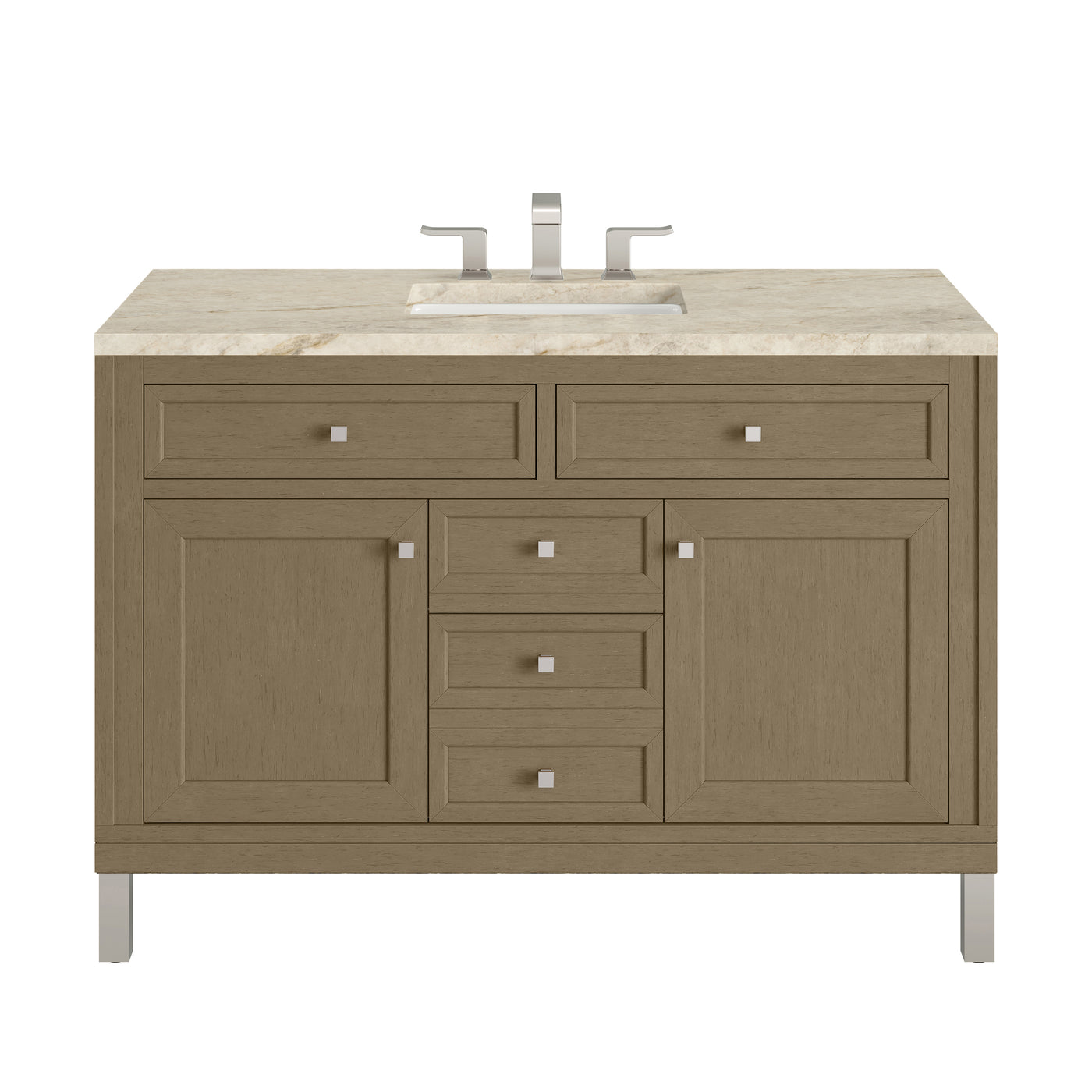 James Martin Chicago 48" Single Bathroom Vanity, Walnut Whisper with Tajnar countertop