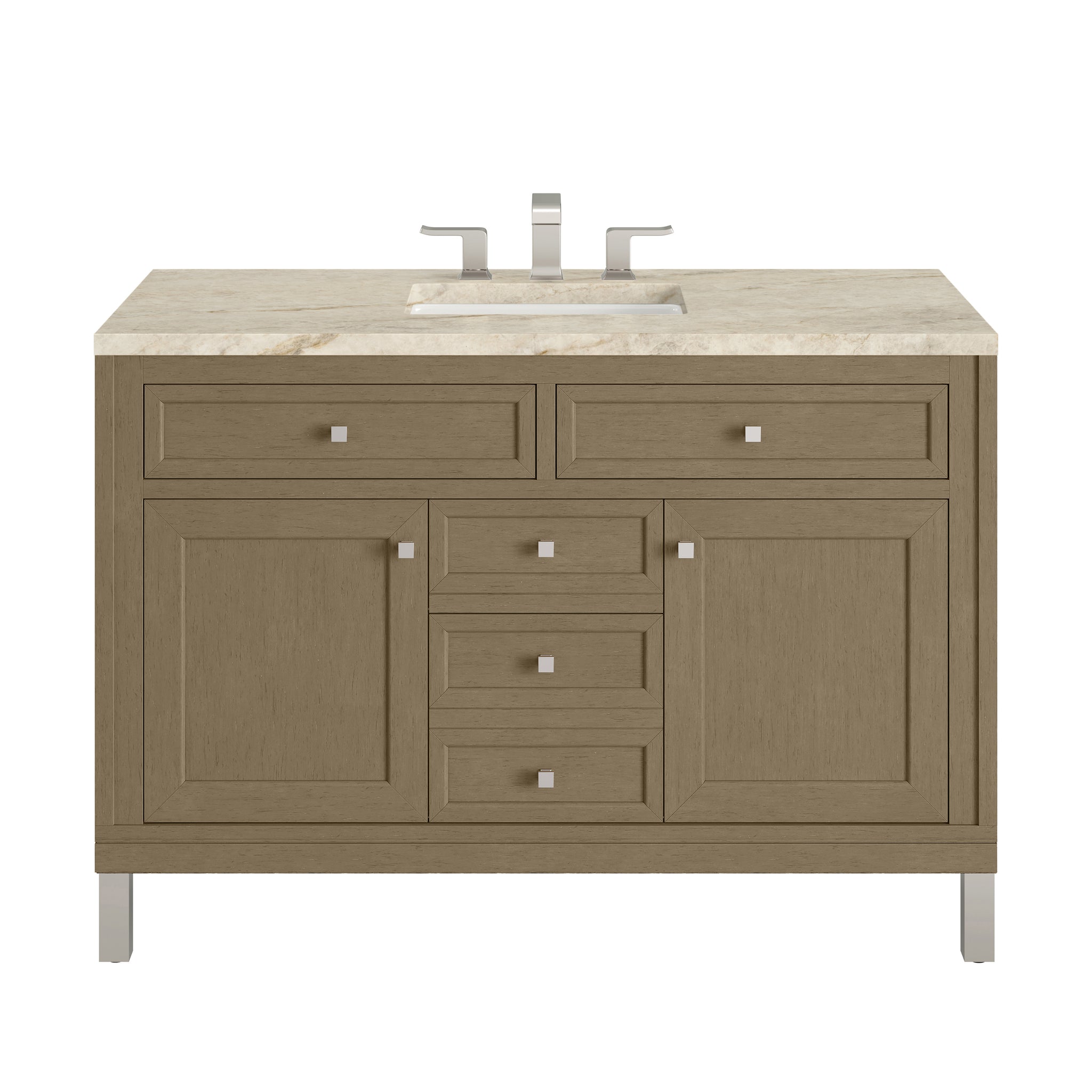 James Martin Chicago 48" Single Bathroom Vanity, Walnut Whisper with Tajnar countertop