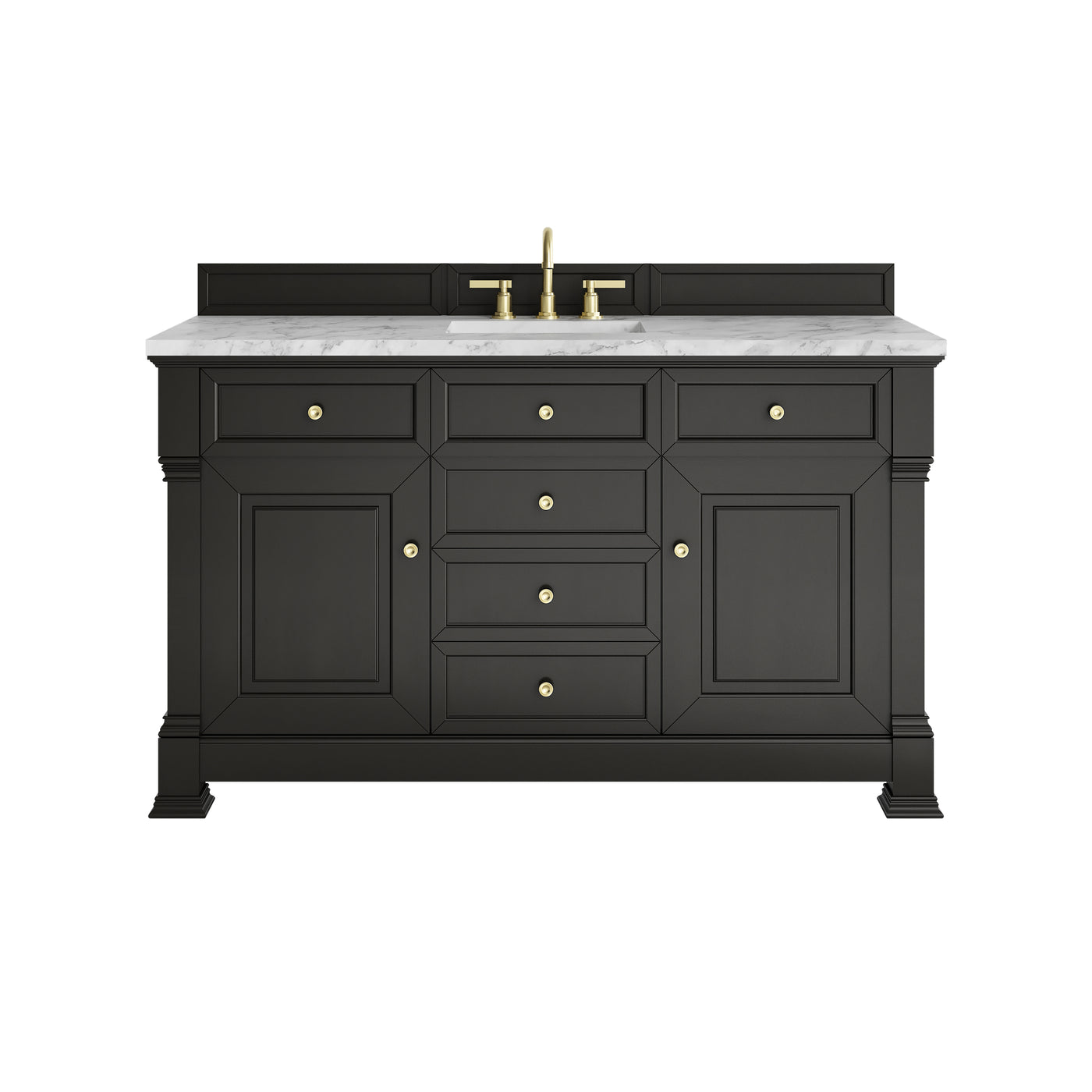 James Martin Brookfield 60" Single Bathroom Vanity, Black Onyx with Carrara White countertop
