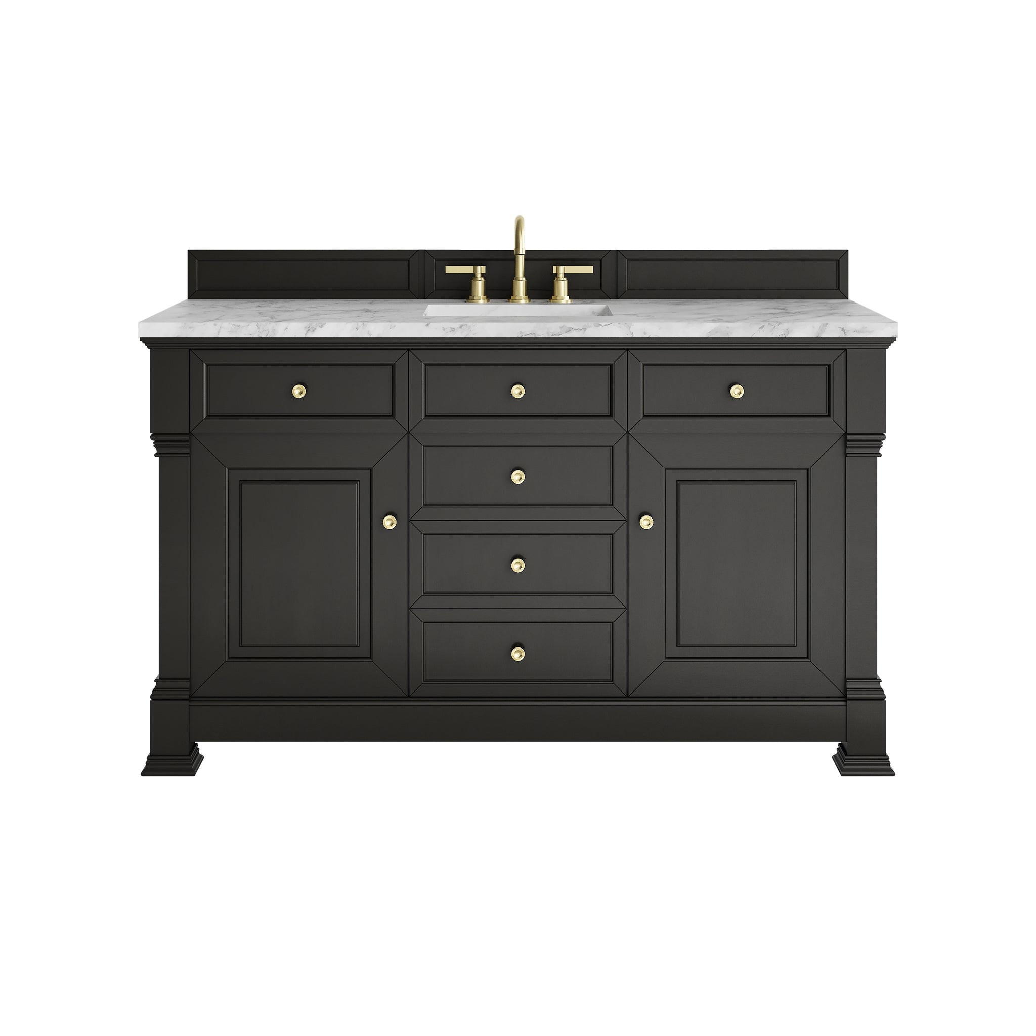 James Martin Brookfield 60" Single Bathroom Vanity, Black Onyx with Carrara White countertop