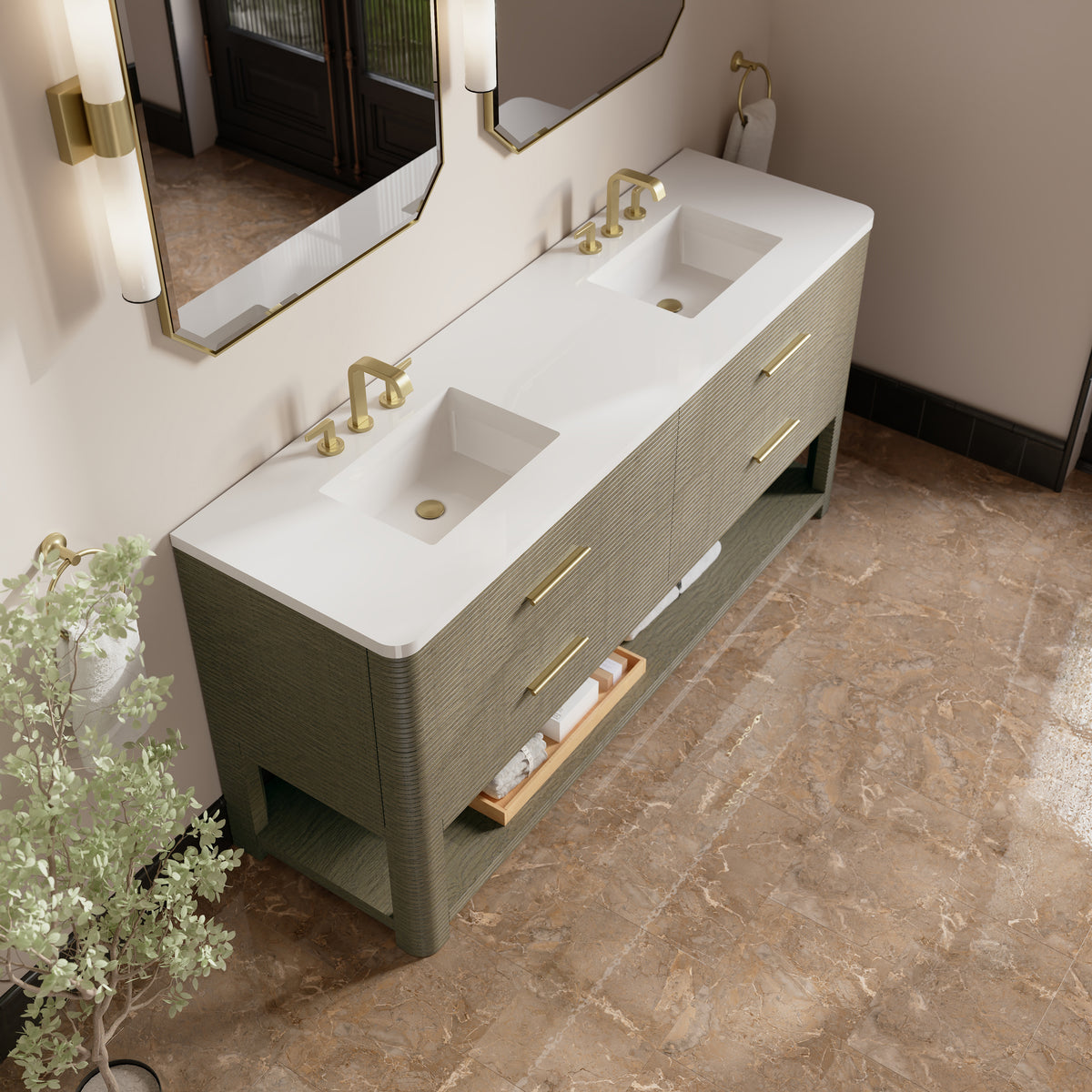 James Martin Lucian 72" Double Bathroom Vanity, Pebble Oak, view 35