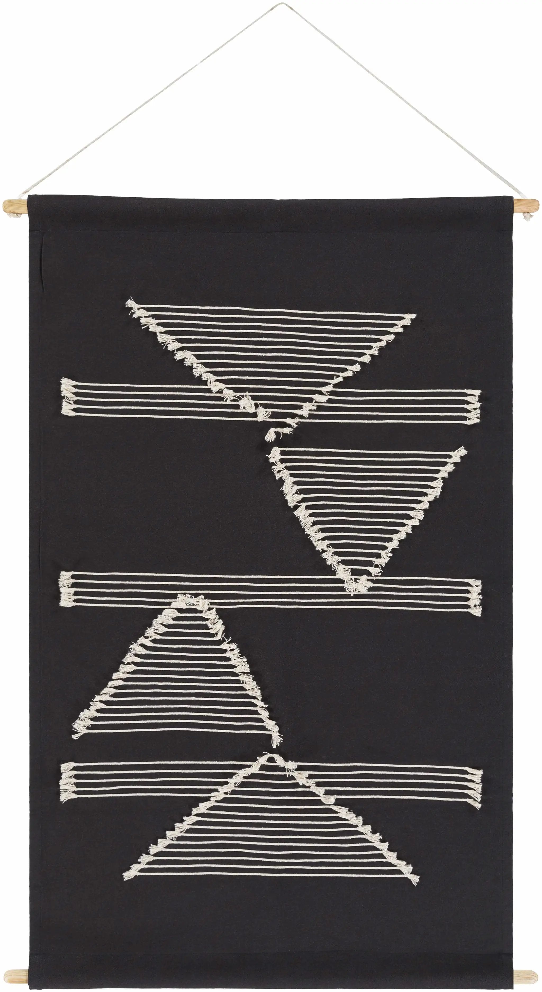 Olmitz Black-Beige Modern Geometric Wall Hanging by Boutique Rugs
