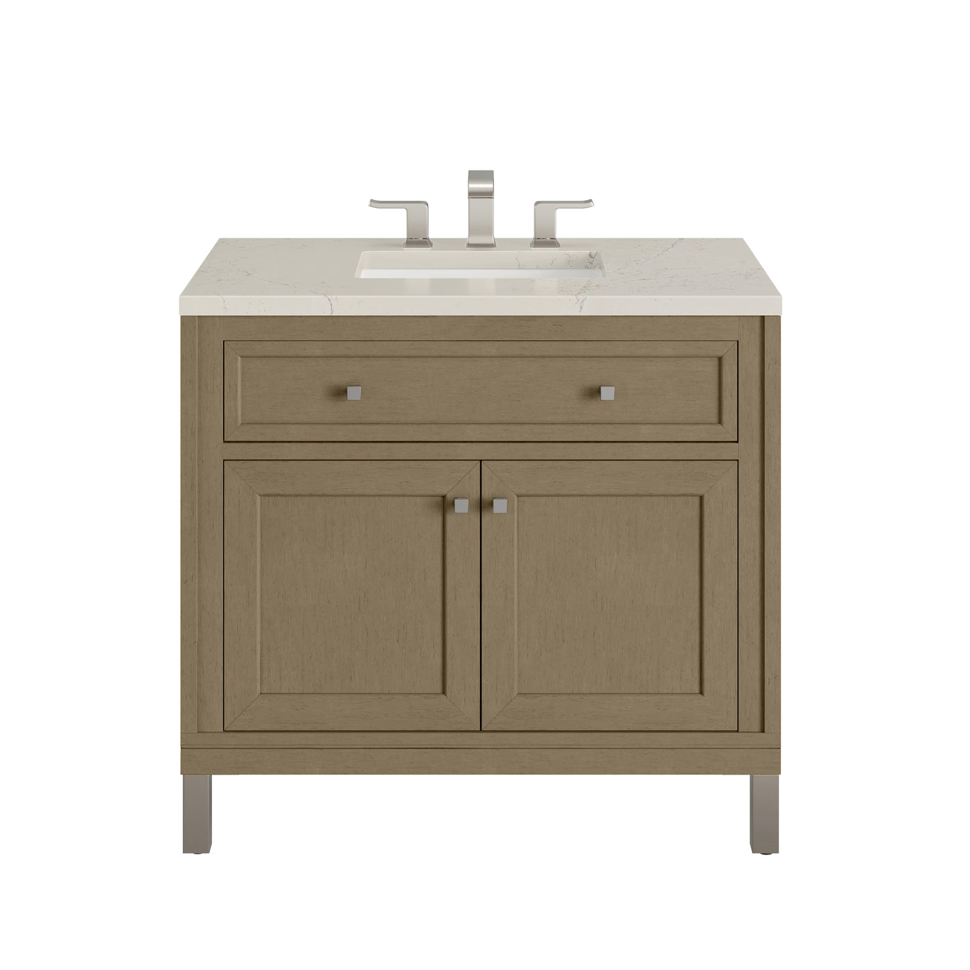 James Martin Chicago 36" Single Bathroom Vanity, Walnut Whisper with Siberian countertop