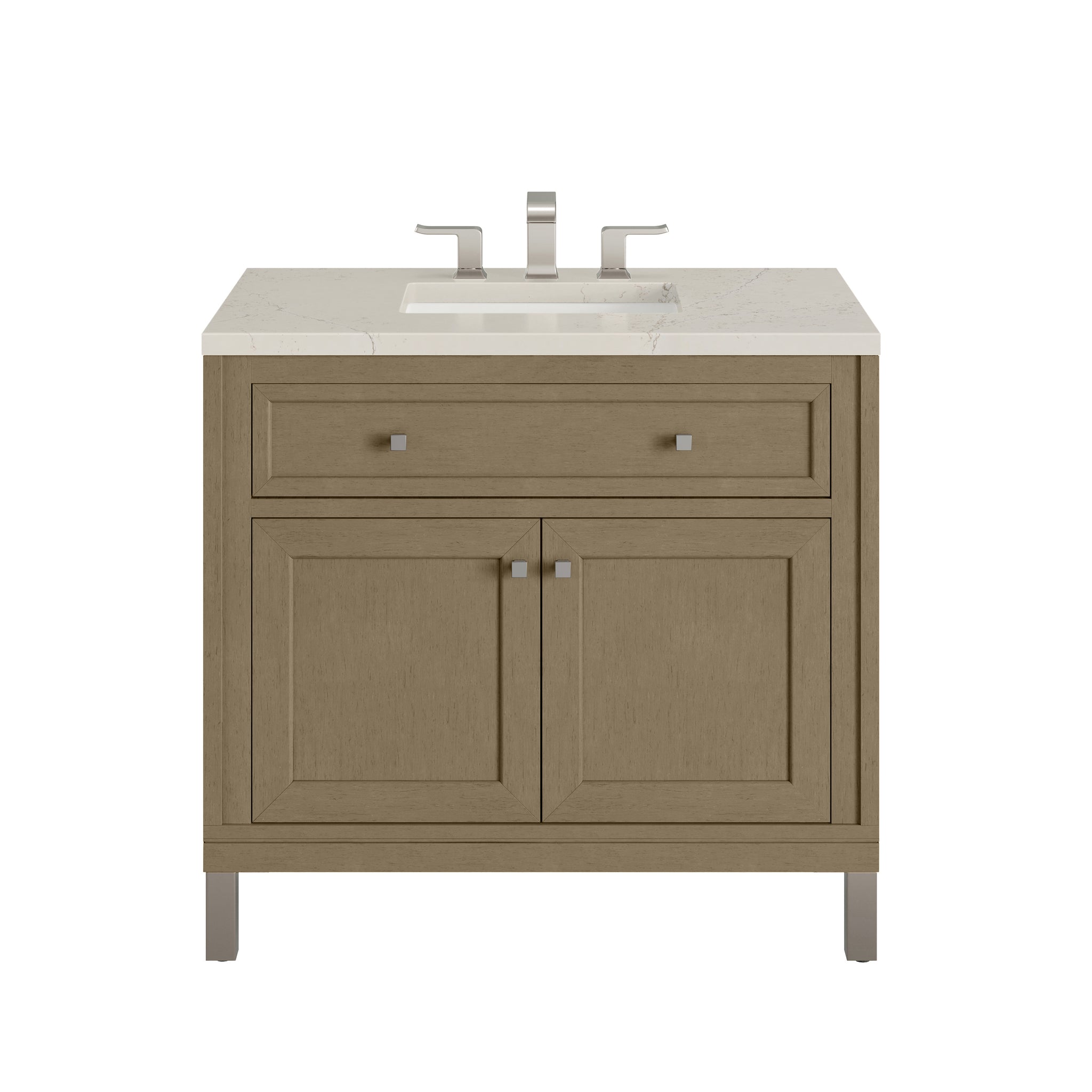James Martin Chicago 36" Single Bathroom Vanity, Walnut Whisper with Siberian countertop