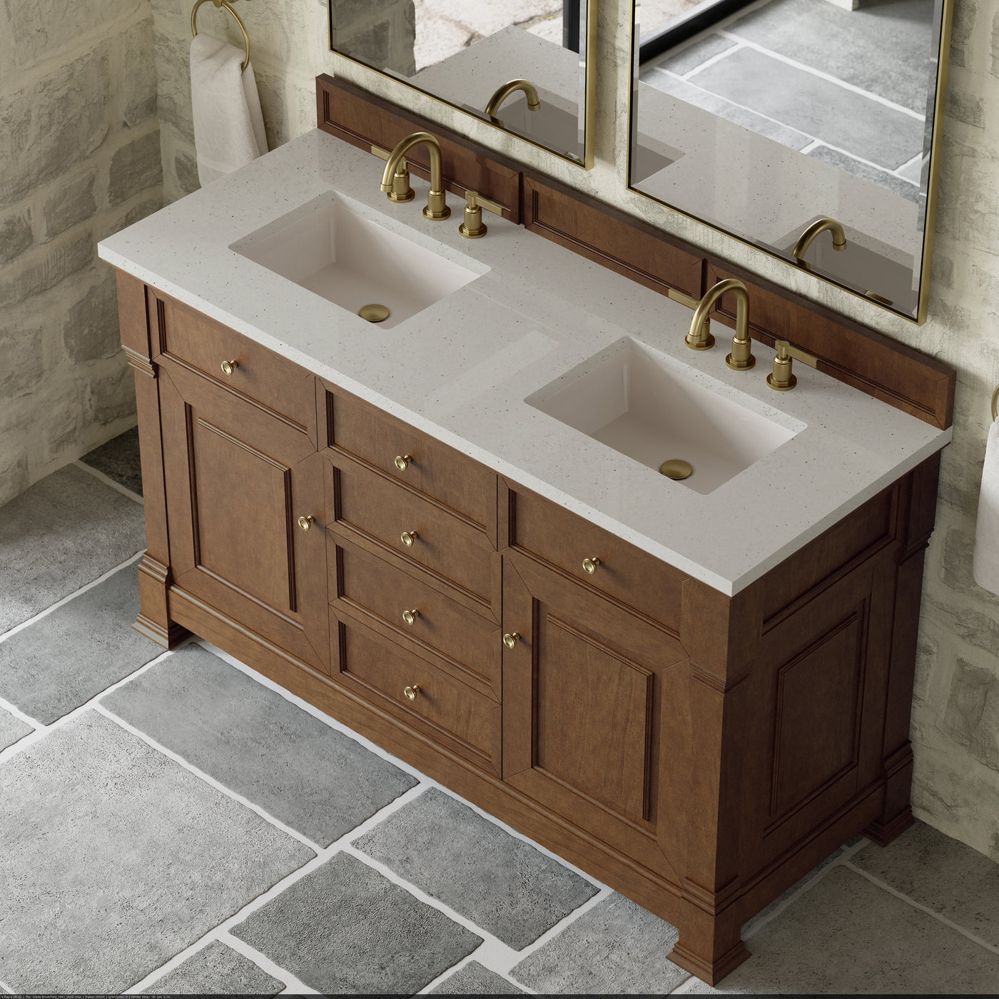 James Martin Brookfield 60" Double Bathroom Vanity, Honey Oak, view 21