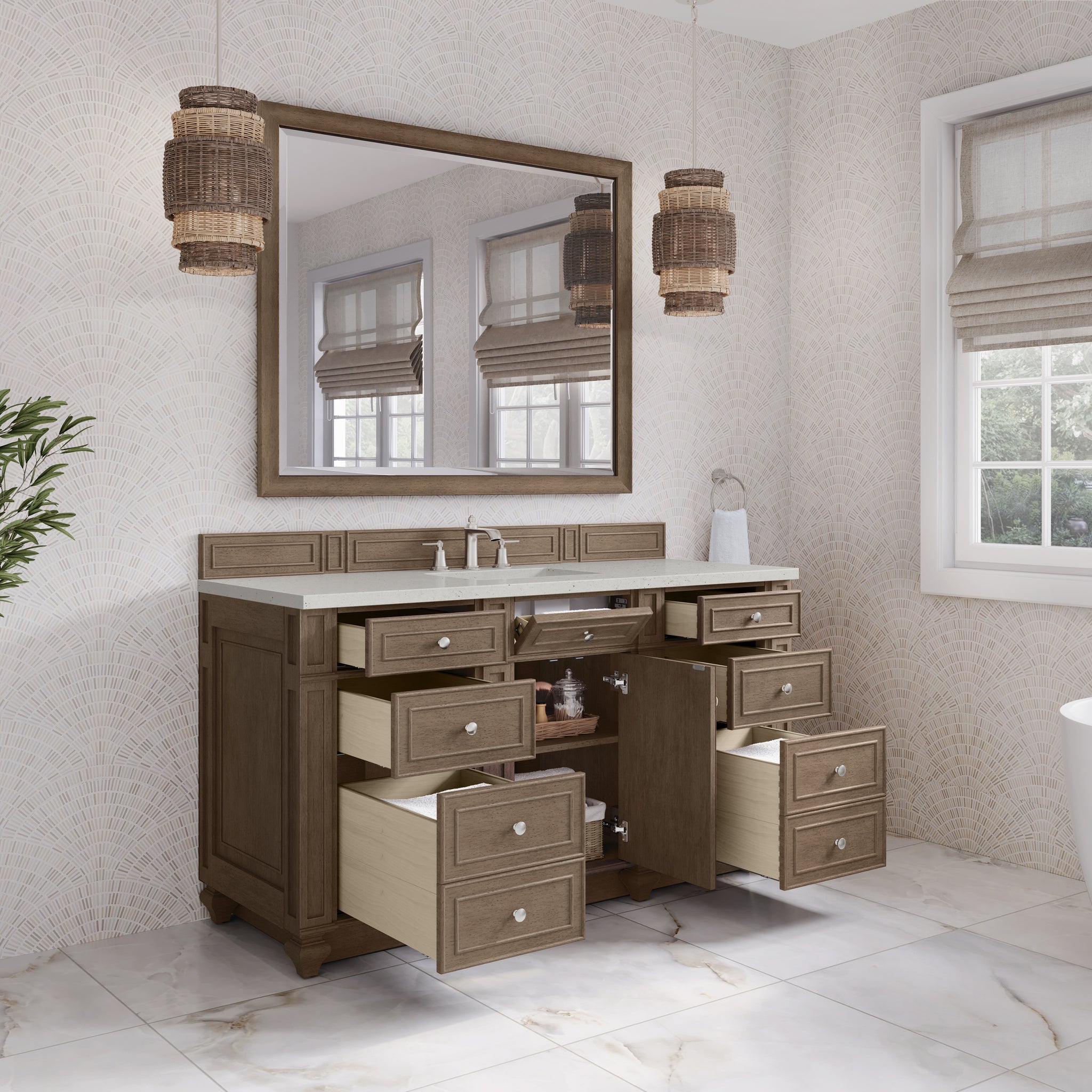 James Martin Bristol 60" Single Bathroom Vanity, Whitewashed Walnut, view 24