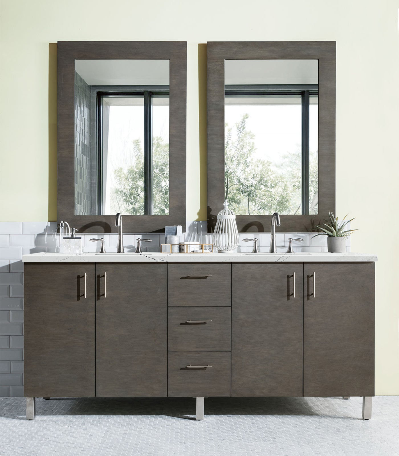 James Martin Metropolitan 72" Dual Mount Double Bathroom Vanity, Silver Oak, view 18