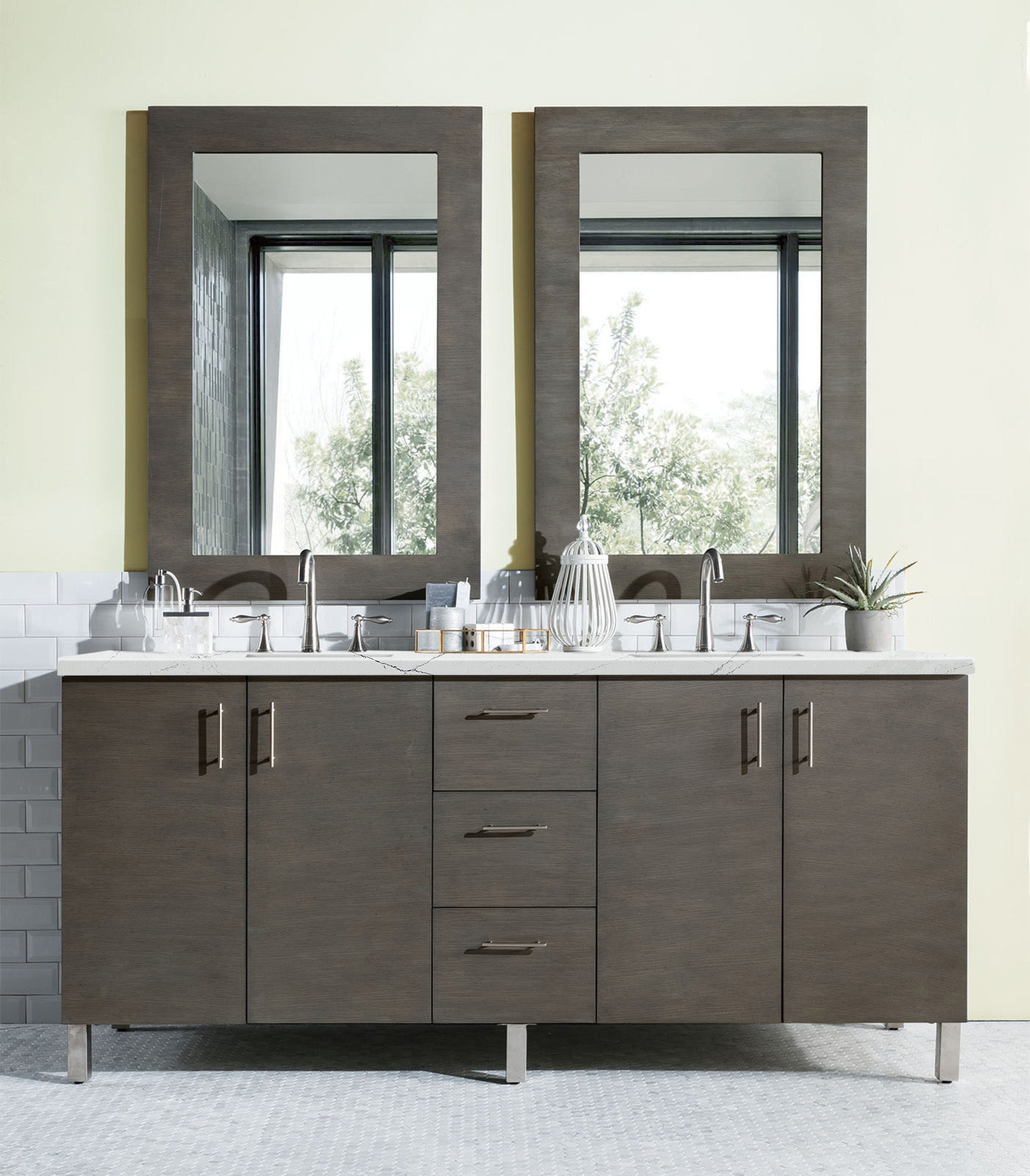 James Martin Metropolitan 72" Dual Mount Double Bathroom Vanity, Silver Oak, view 18