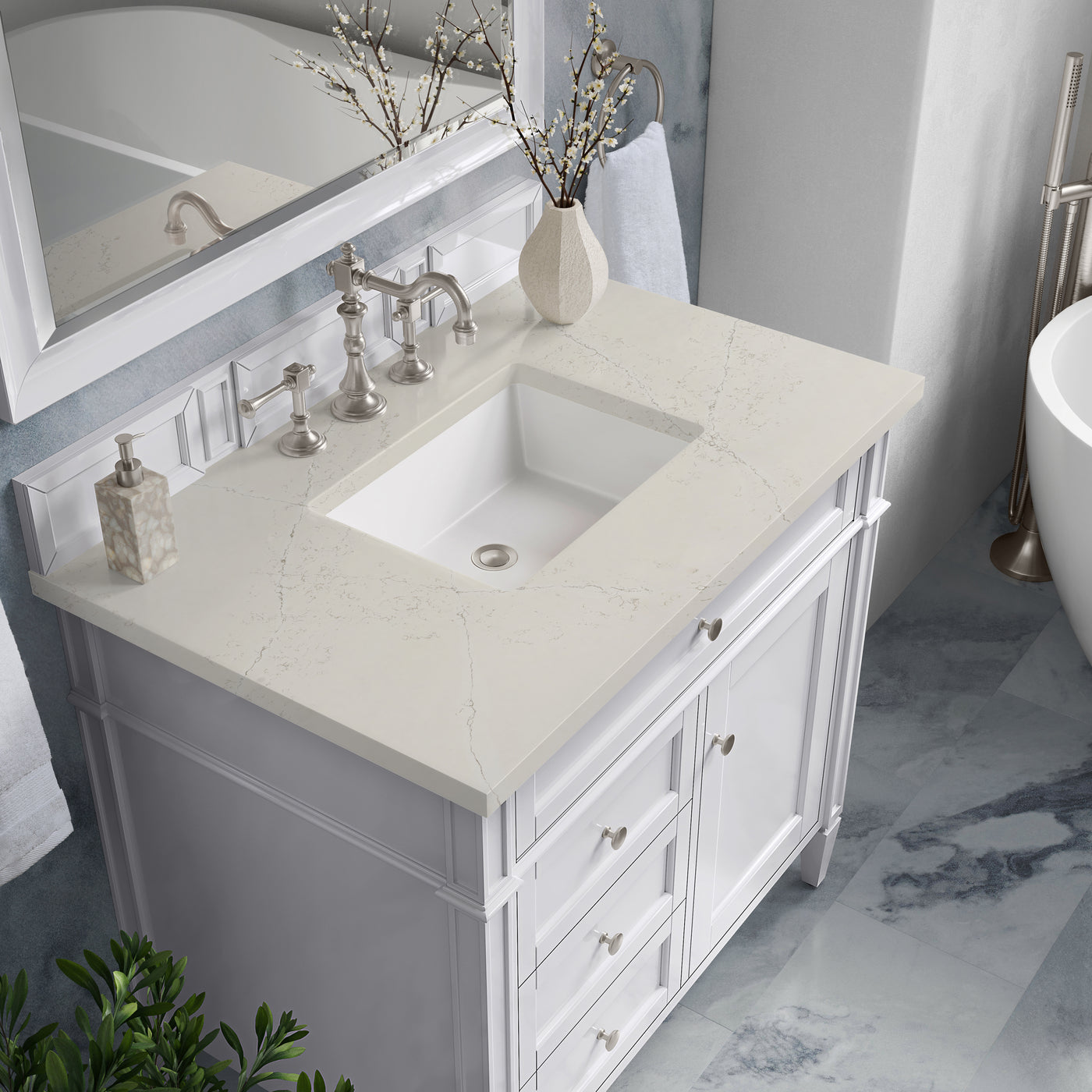 James Martin Brittany 36" Single Bathroom Vanity, Bright White, view 40