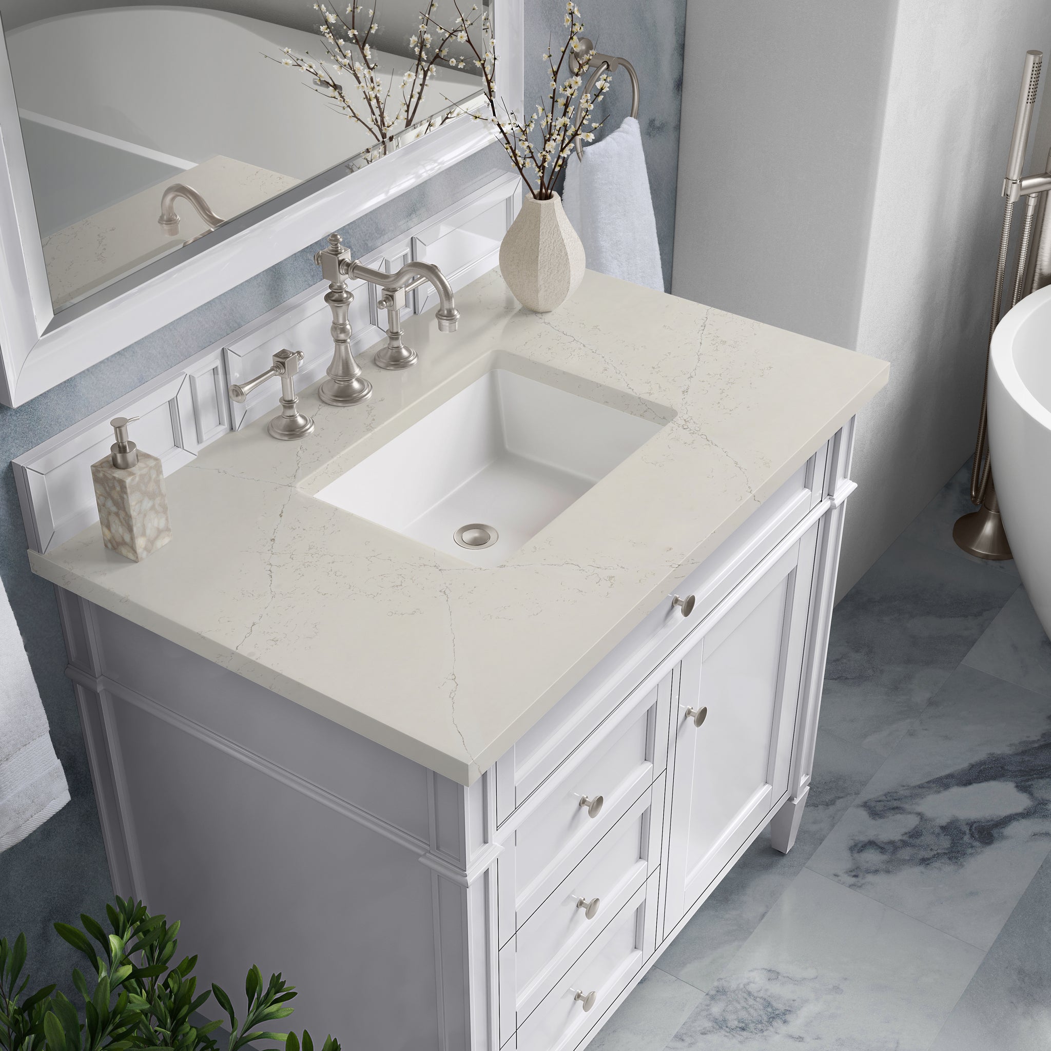 James Martin Brittany 36" Single Bathroom Vanity, Bright White, view 40