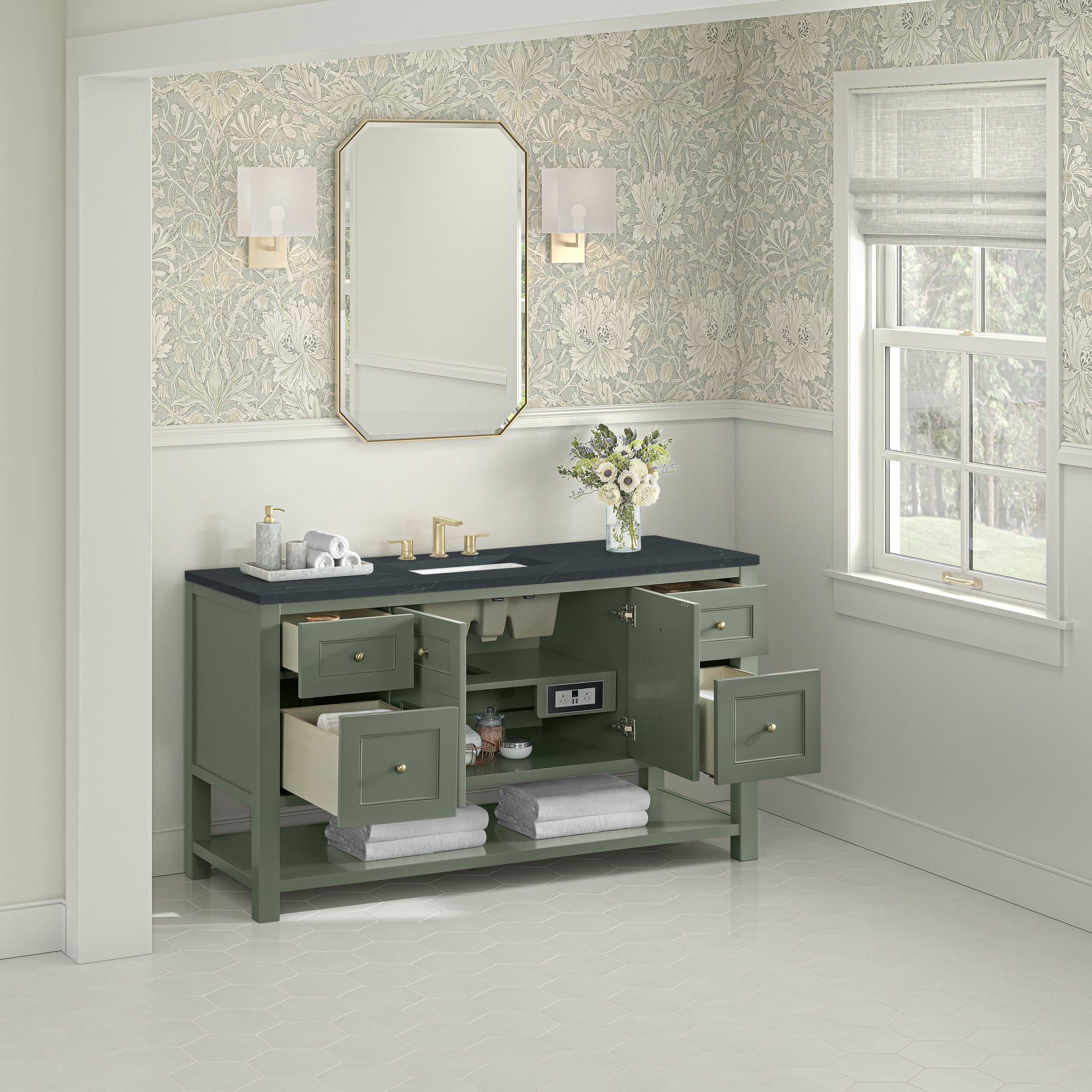James Martin Breckenridge 60" Single Bathroom Vanity, Smokey Celadon, view 26