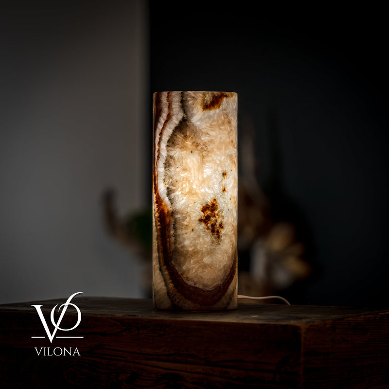 Tangerine Onyx Table Lamp - 11.5" Tall, x 4.5" Diameter - (Small #53), photo 10 of 15