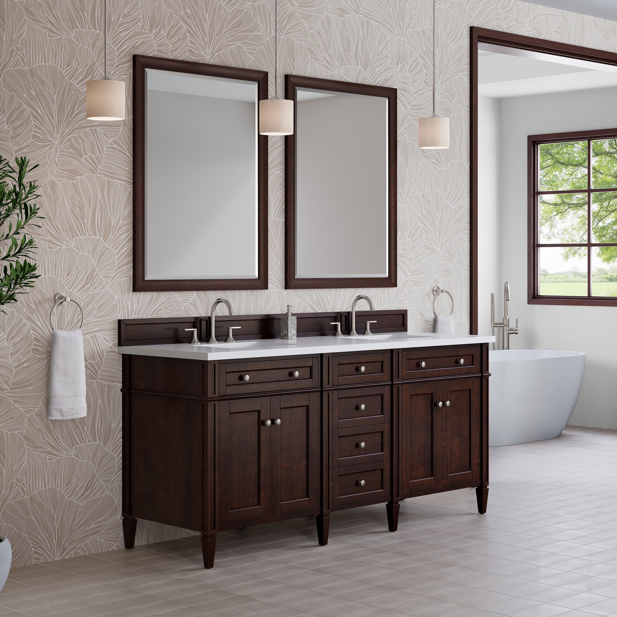 James Martin Brittany 72" Double Bathroom Vanity, Burnished Mahogany, view 32