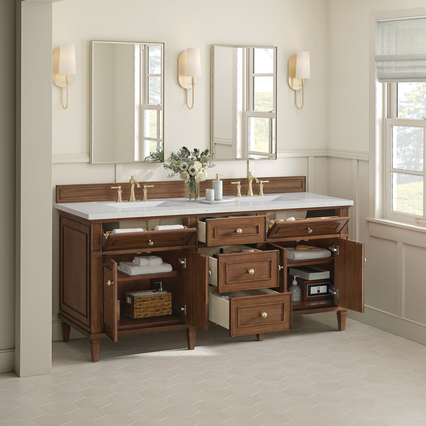 James Martin Lorelai 72" Double Bathroom Vanity, Mid-Century Walnut, view 33