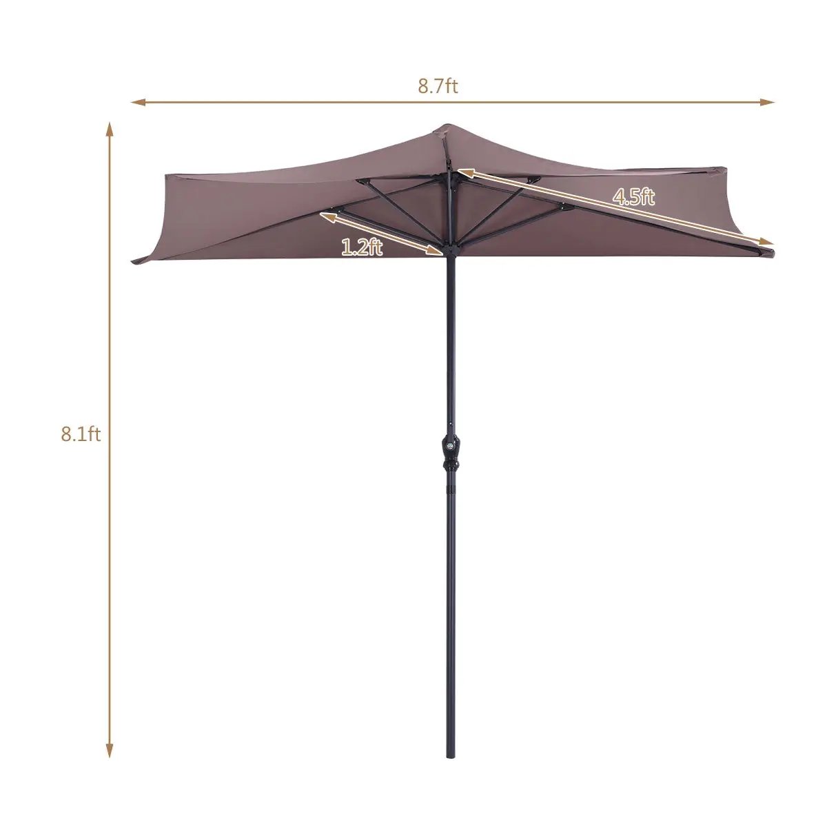 9Ft Patio Bistro Half Round Umbrella by DirectDeals