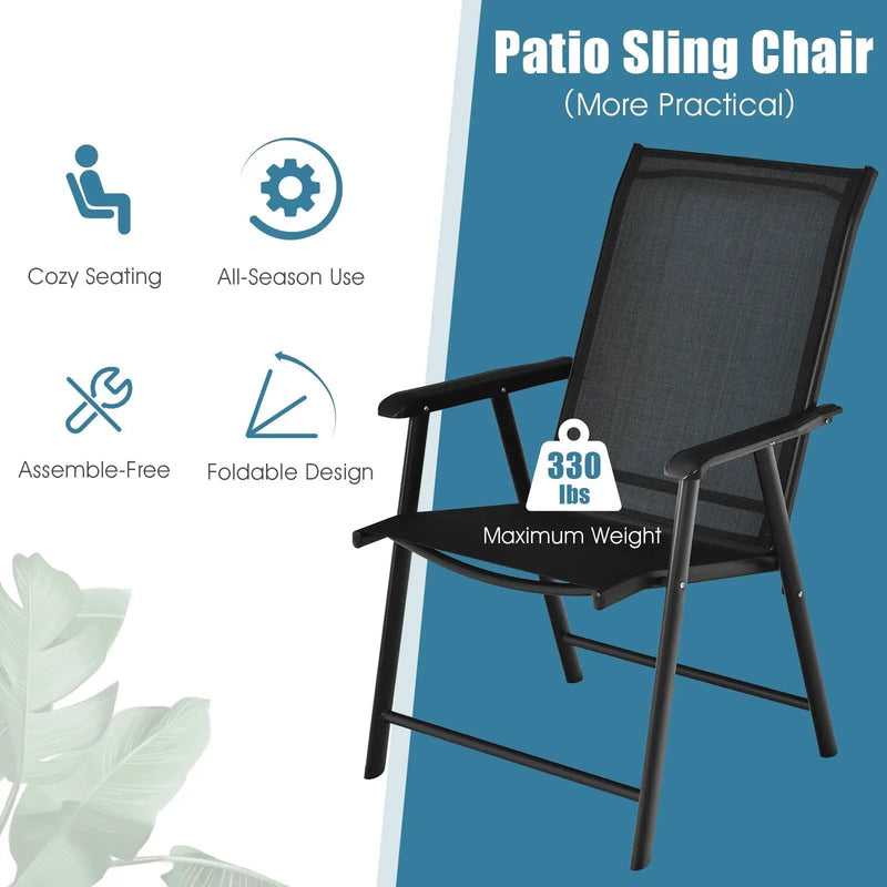 4-Pack Patio Folding Chairs Portable for Outdoor Camping by DirectDeals