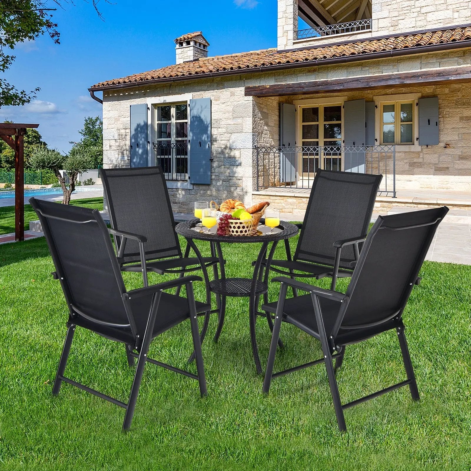 4-Pack Patio Folding Chairs Portable for Outdoor Camping by DirectDeals