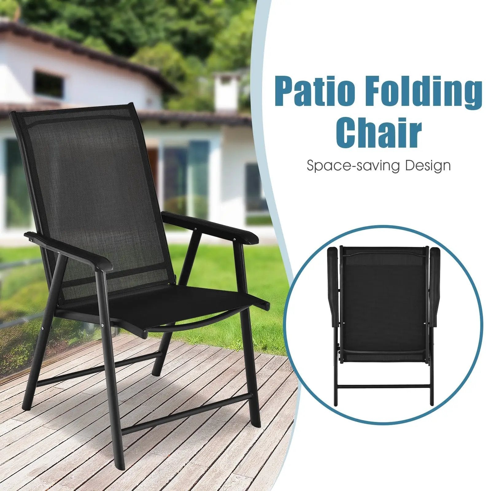 4-Pack Patio Folding Chairs Portable for Outdoor Camping by DirectDeals