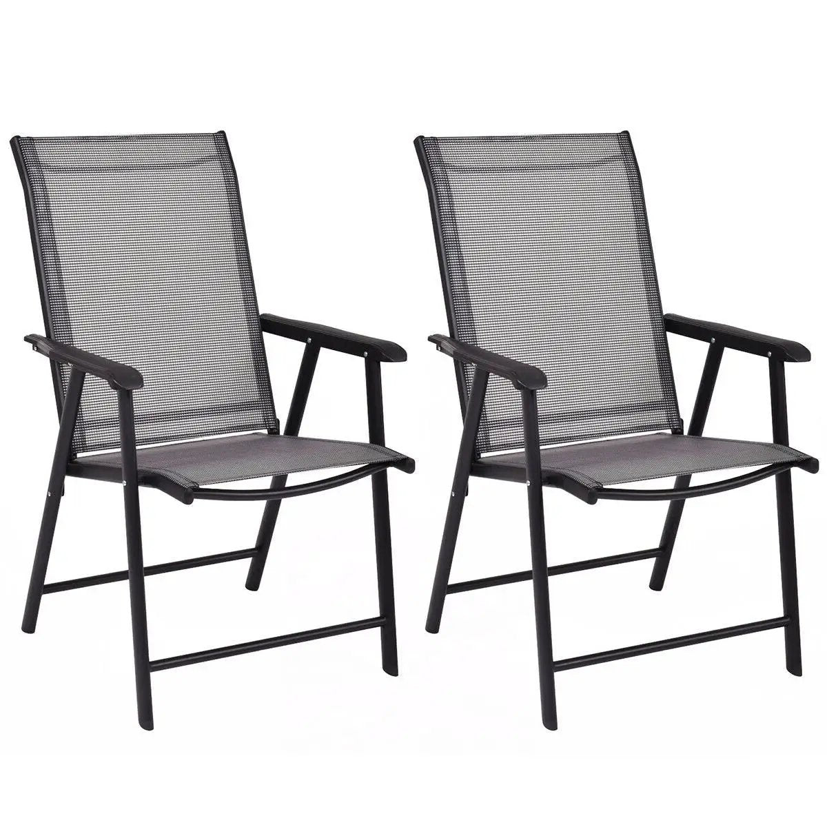 Set of 2 Outdoor Patio Folding Chairs-Gray by DirectDeals