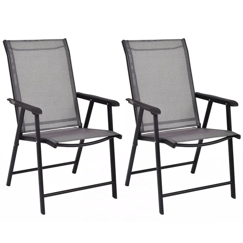 Set of 2 Outdoor Patio Folding Chairs-Gray by DirectDeals