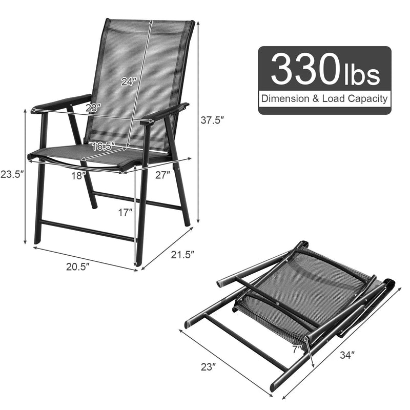 Set of 2 Outdoor Patio Folding Chairs-Gray by DirectDeals