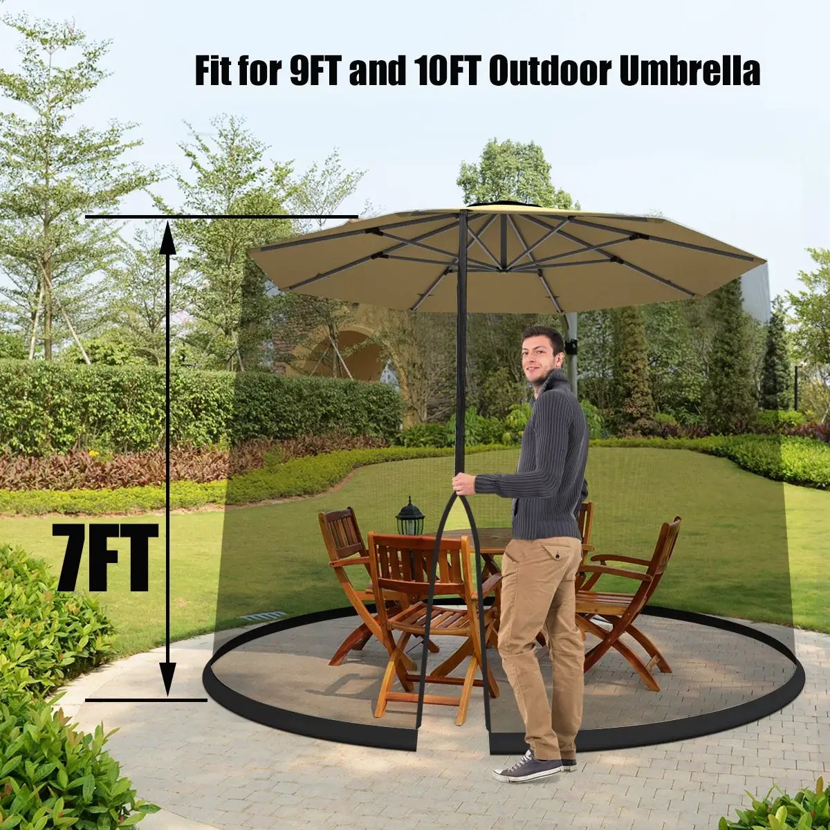 9 -10 Feet Outdoor Umbrella Table Screen Mosquito Bug Insect Net by DirectDeals
