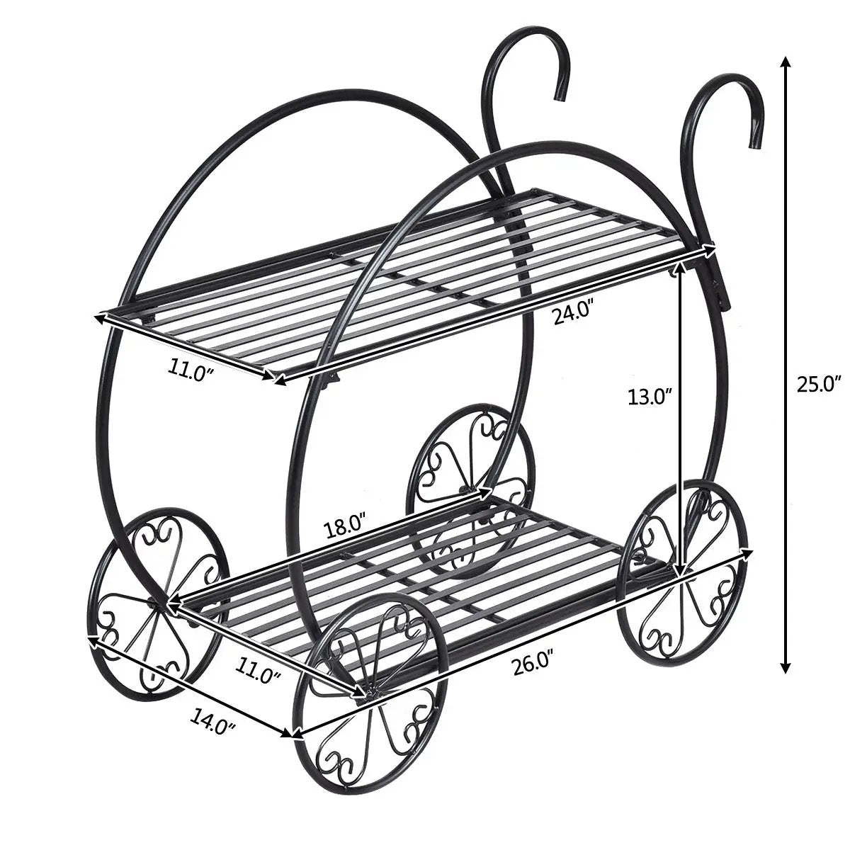 Heavy Duty Metal Flower Cart Plant Stand by DirectDeals