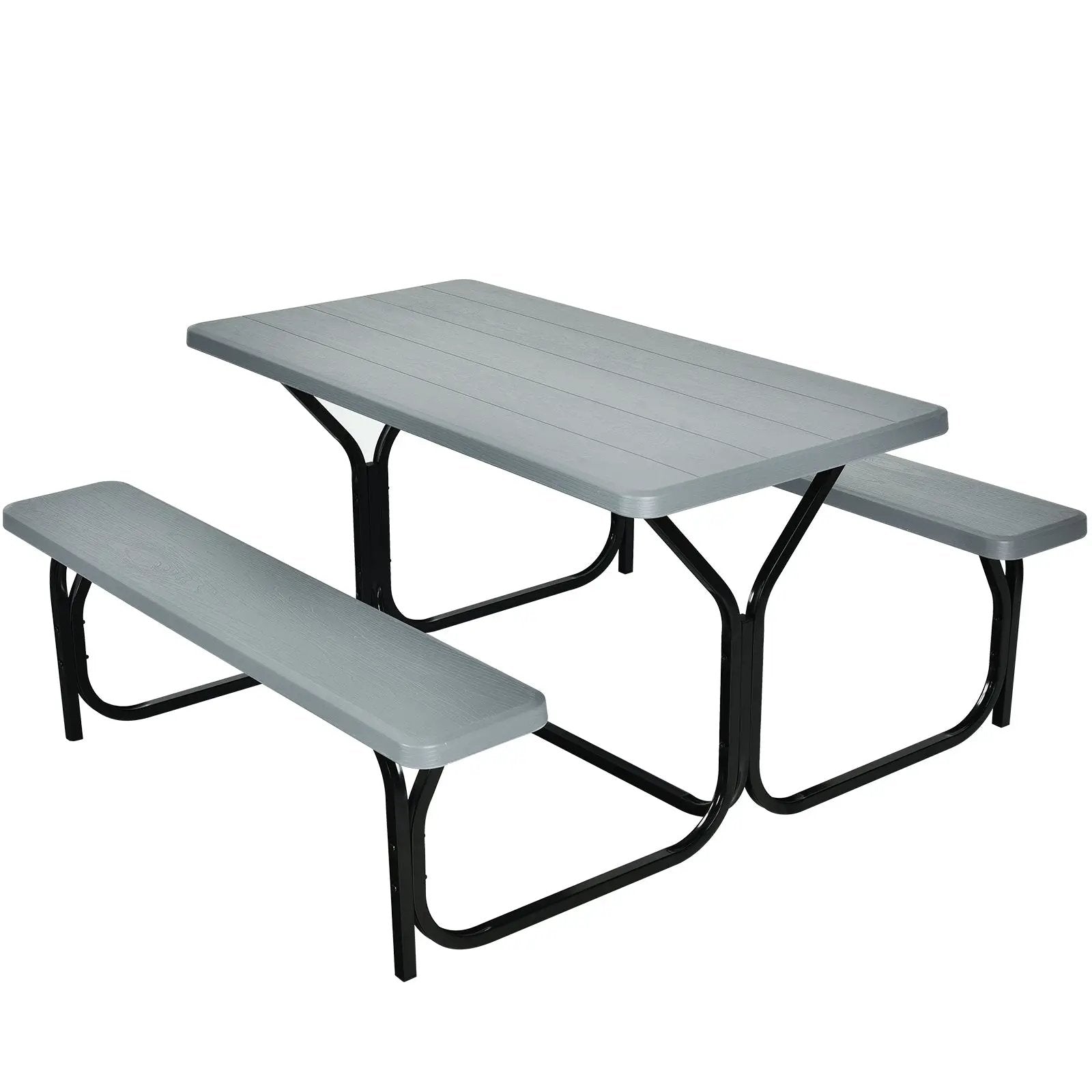 HDPE Outdoor Picnic Table Bench Set with Metal Base by DirectDeals