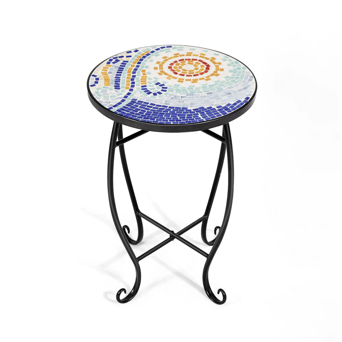Outdoor Indoor Steel Accent Plant Stand Cobalt Table, photo 3 of 10