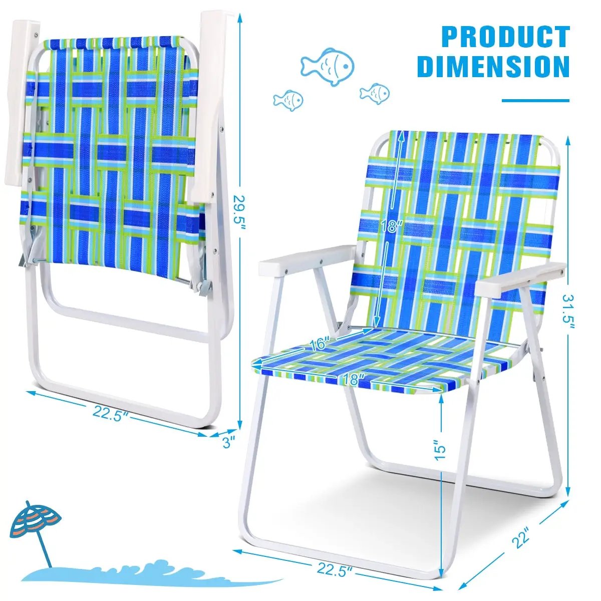6 Pieces Folding Beach Chair Camping Lawn Webbing Chair, photo 11 of 17