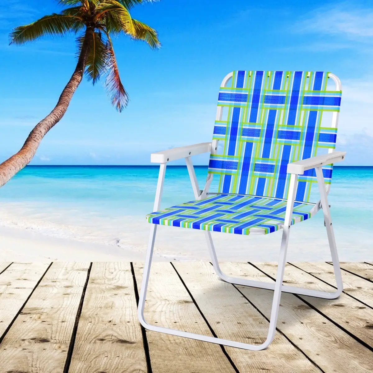 6 Pieces Folding Beach Chair Camping Lawn Webbing Chair, photo 16 of 17