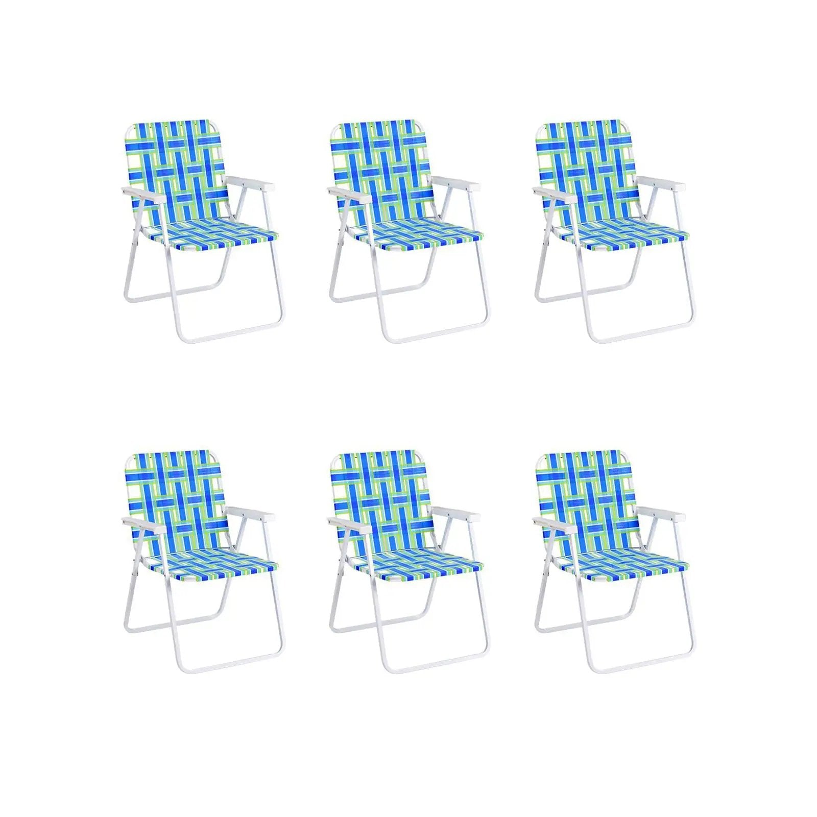 6 Pieces Folding Beach Chair Camping Lawn Webbing Chair by DirectDeals