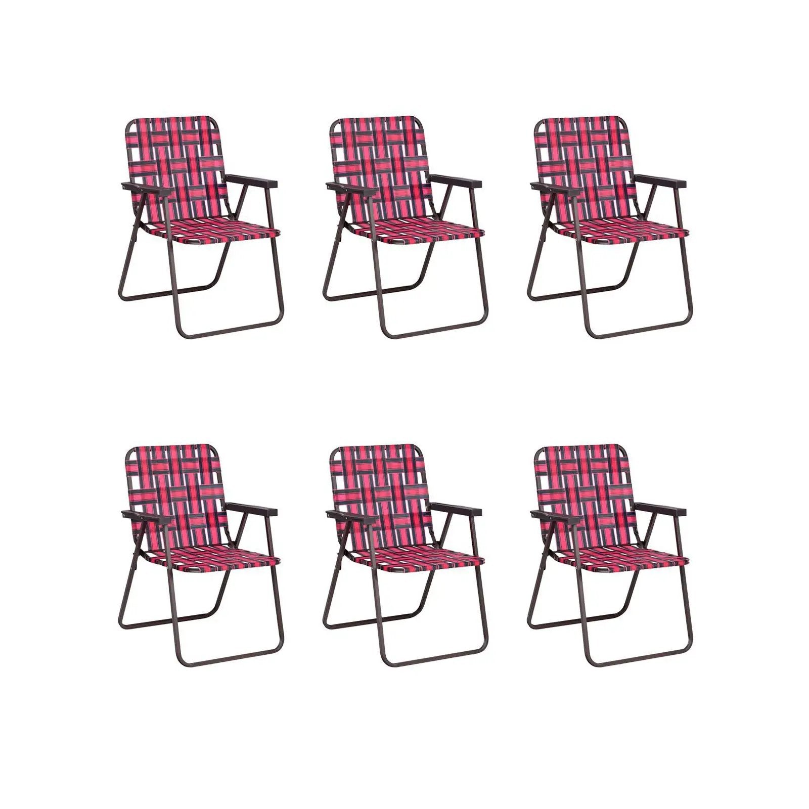 6 Pieces Folding Beach Chair Camping Lawn Webbing Chair by DirectDeals