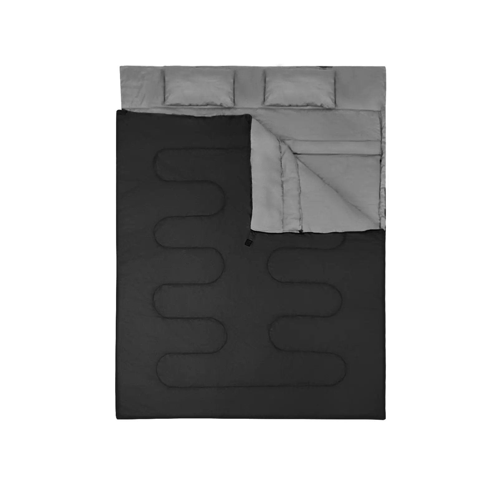 2 Person Waterproof Sleeping Bag with 2 Pillows-Black by DirectDeals
